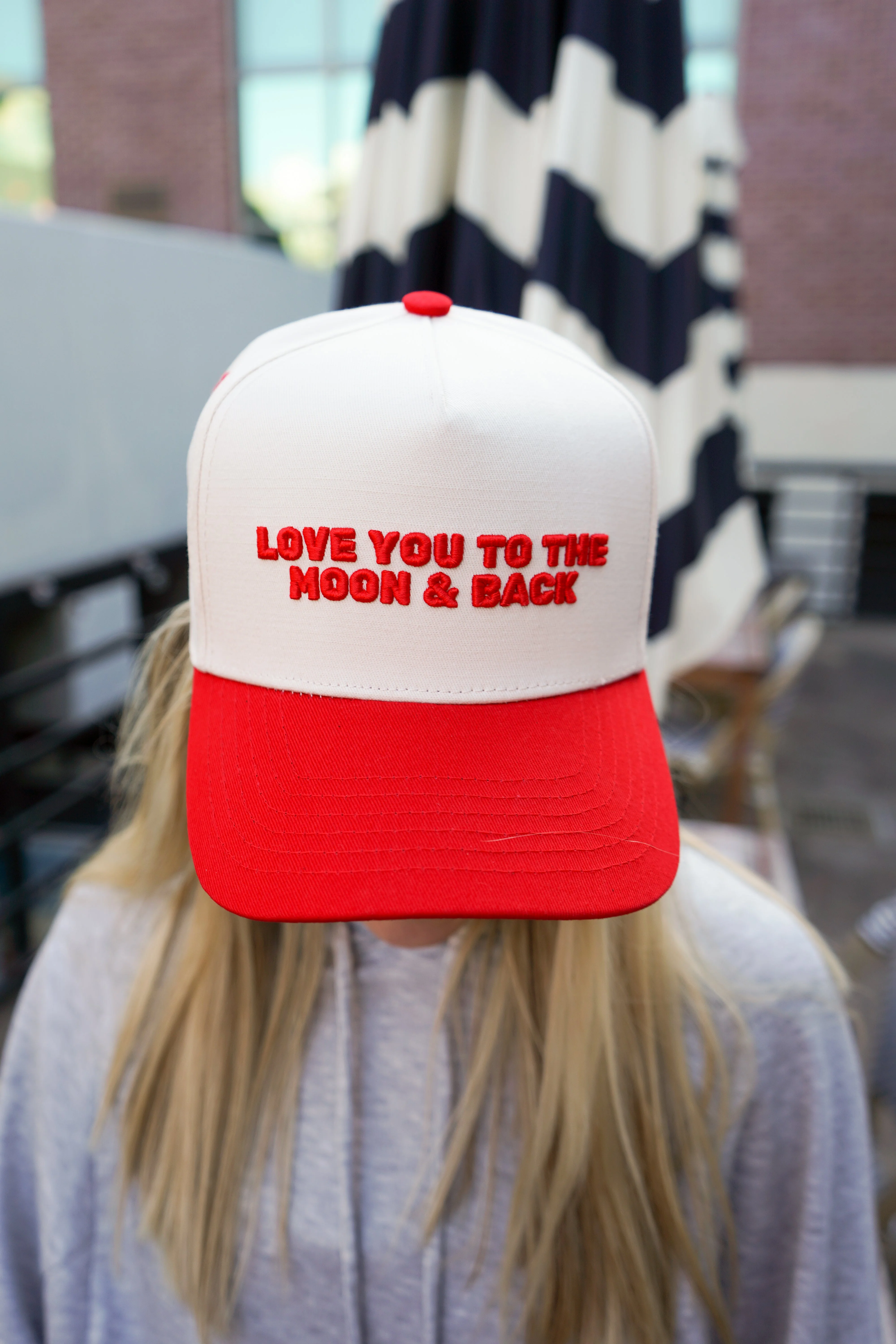Love you to the Moon - Red Vintage Trucker Hat - Image 5