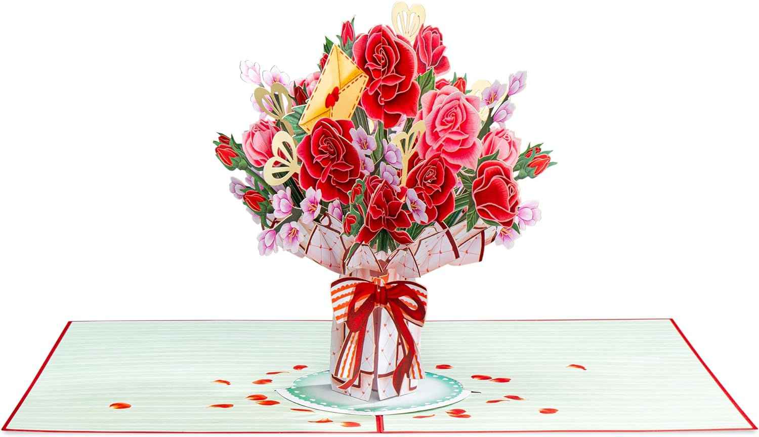 Lovely Rose Bouquet Oversized Pop Up Card with Keepsake - Image 7