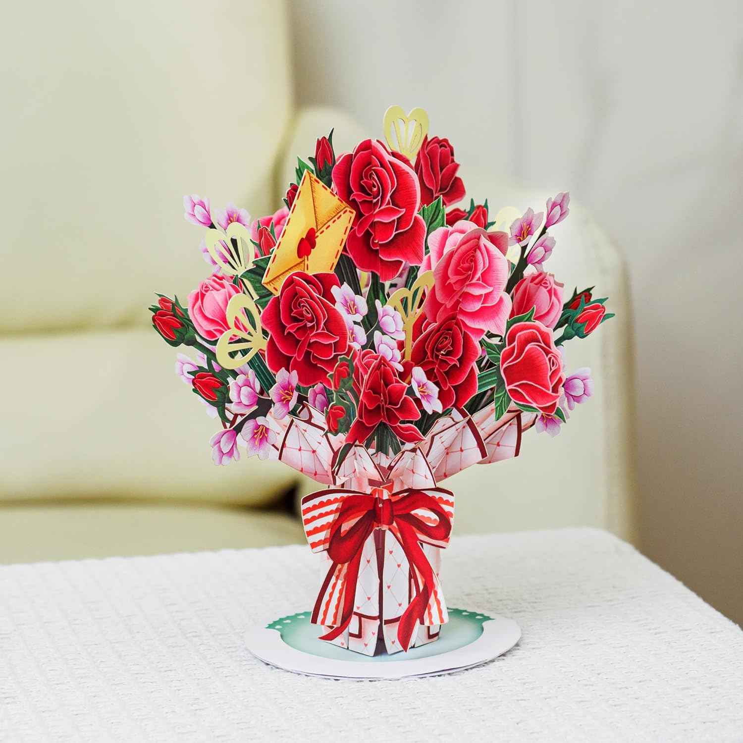 Lovely Rose Bouquet Oversized Pop Up Card with Keepsake - Image 8