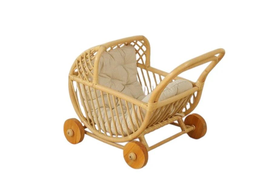 Lullaby Rattan Doll Buggy – Handcrafted Boho Stroller for Little Girls Doll Pretend Play - Image 4