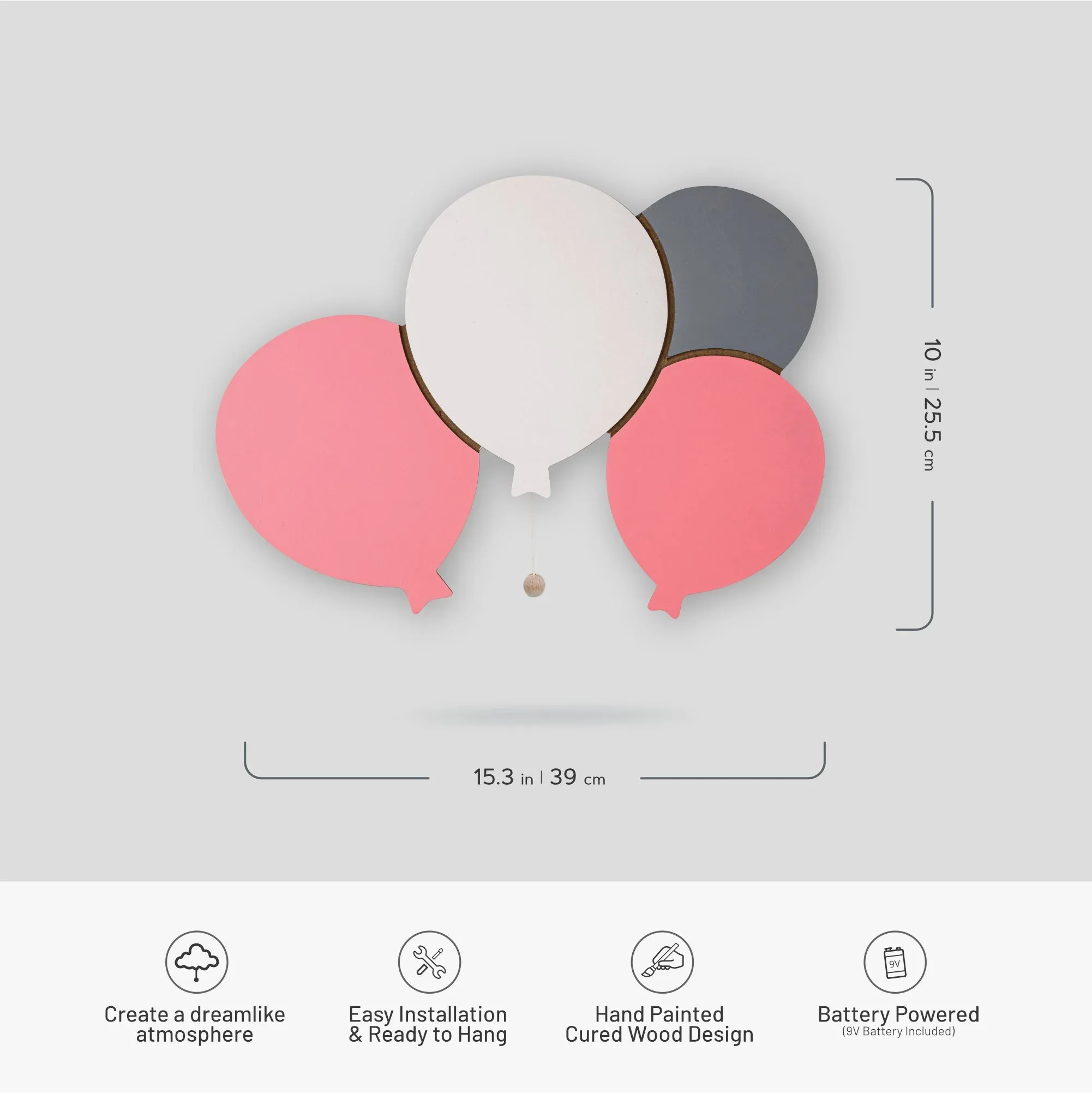 LumiDreams Wall Light - Kid's Decor Nightlight Balloons - Image 3