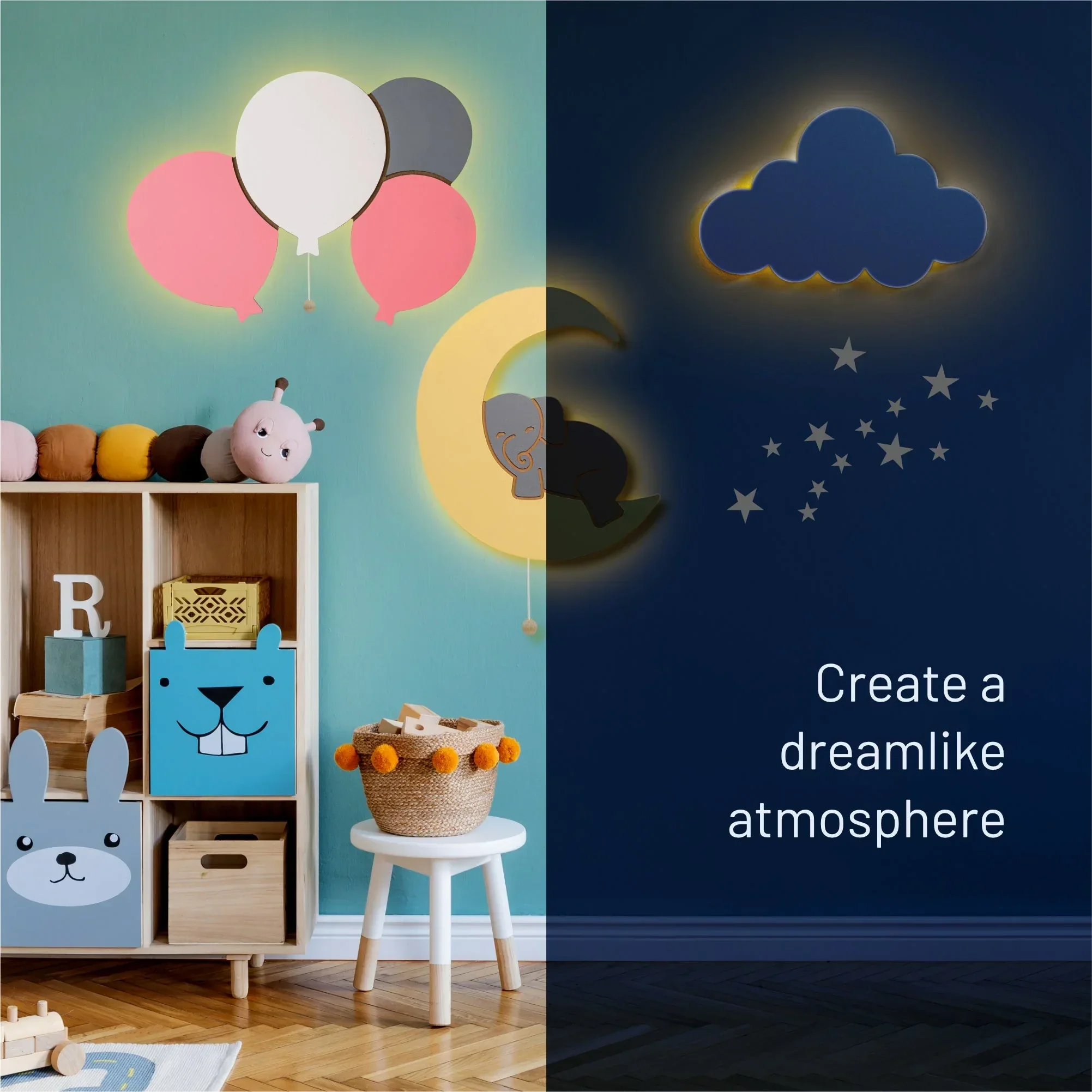 LumiDreams Wall Light - Kid's Decor Nightlight Elephant on Moon - Image 2