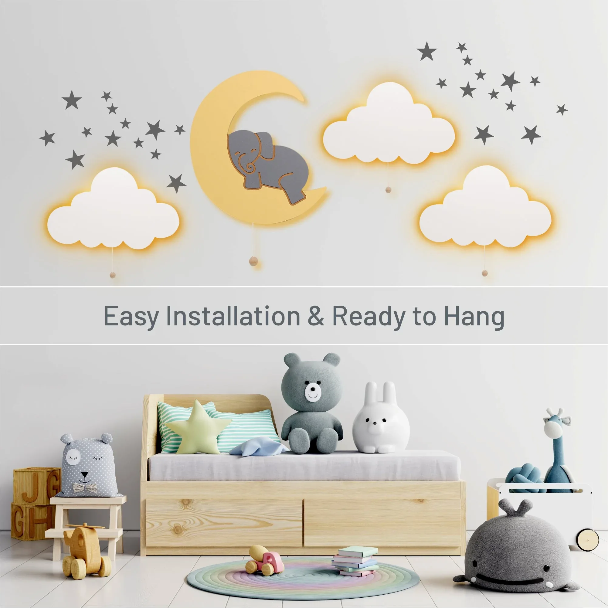 LumiDreams Wall Light - Kid's Decor Nightlight Elephant on Moon - Image 4