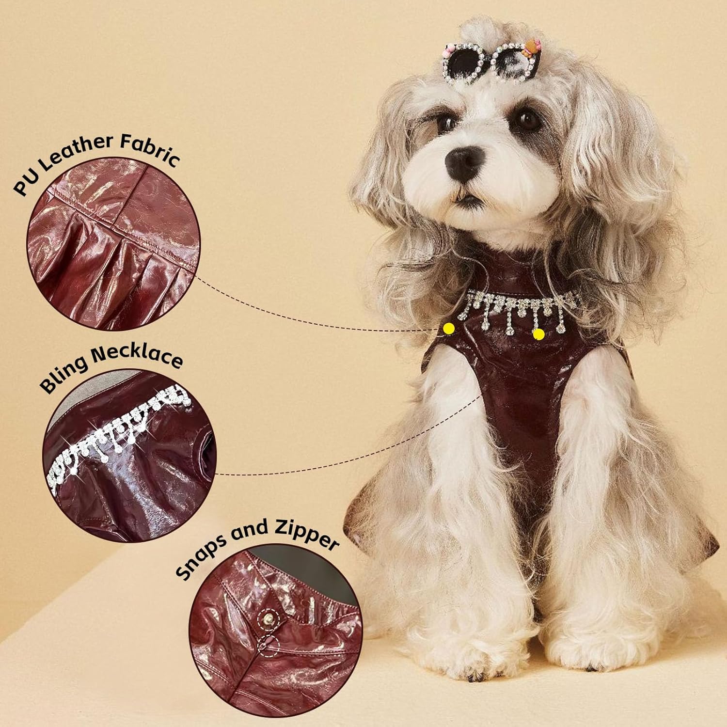 Luxe Leather Pet Beret Dress With Hat - Image 2
