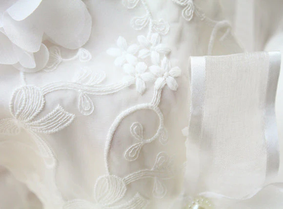Luxury Classic White Pet Wedding Dress Elegant Floral Tulle Dog Dress - Image 10