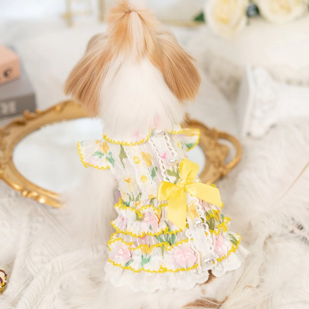 Luxury design dog dress tulip chiffon 2 colors - Image 2