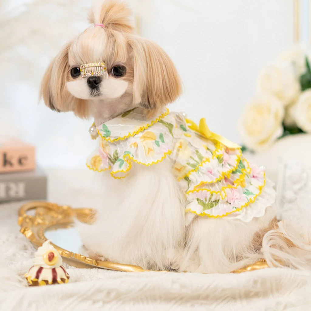 Luxury design dog dress tulip chiffon 2 colors - Image 3