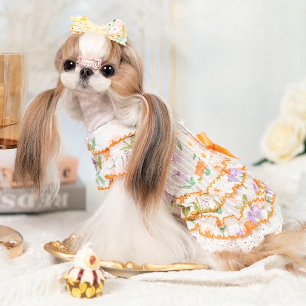 Luxury design dog dress tulip chiffon 2 colors - Image 5