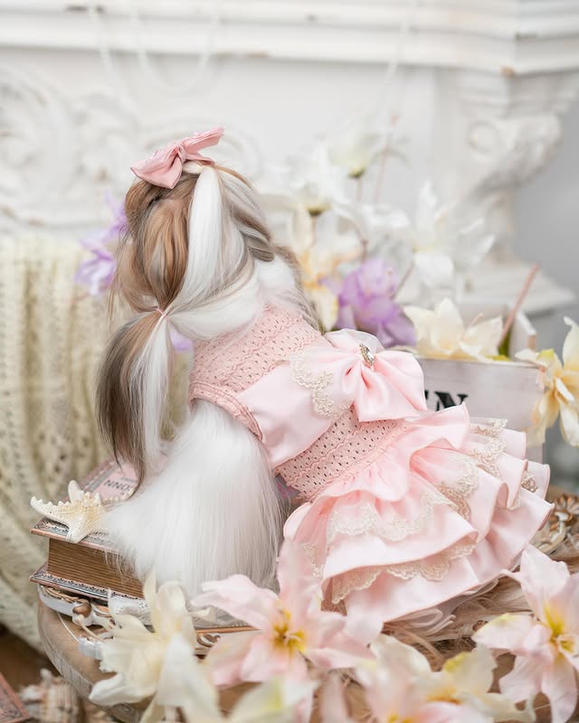 Luxury design high quality dog dress lace big bow - Image 6
