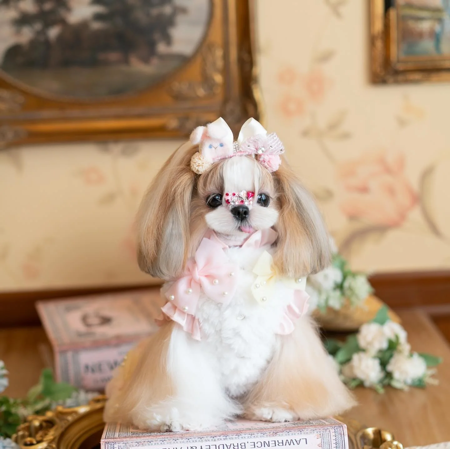 Luxury design Pearl Rose Fur dog Princess Dress - Image 4
