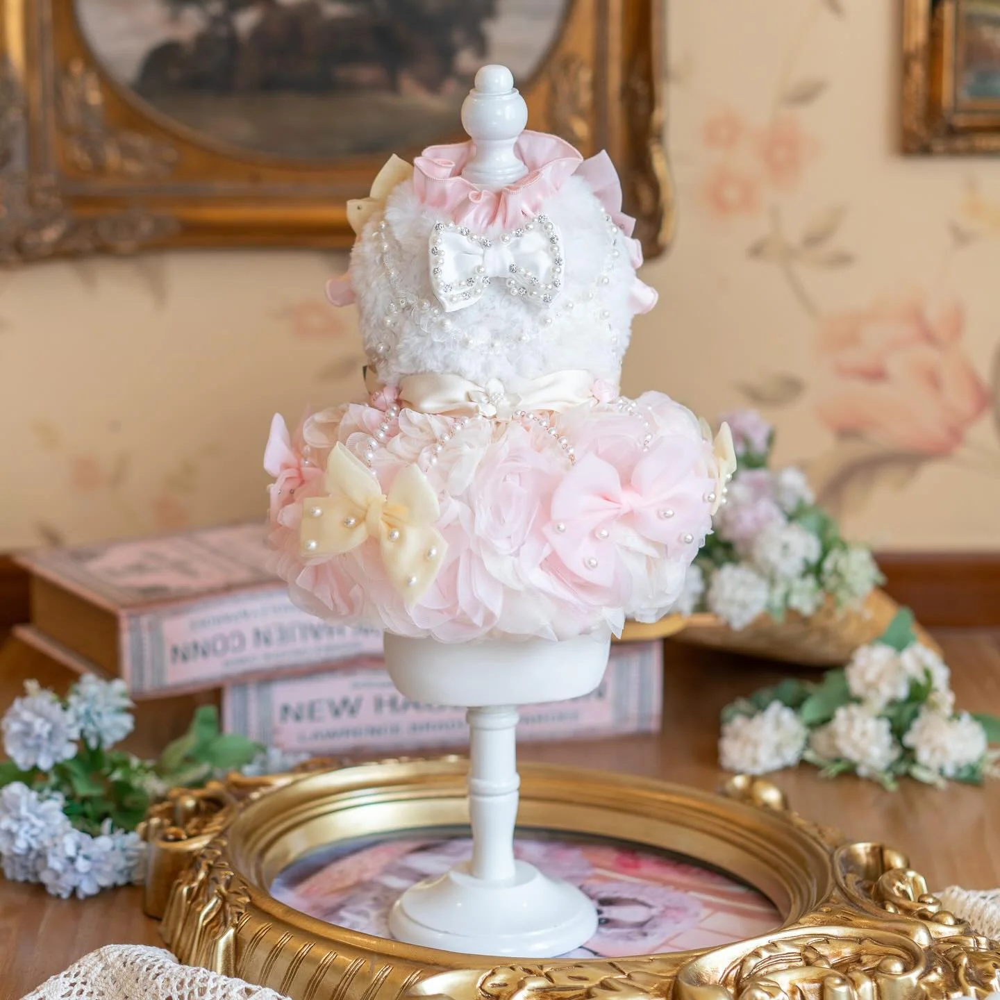 Luxury design Pearl Rose Fur dog Princess Dress - Image 5