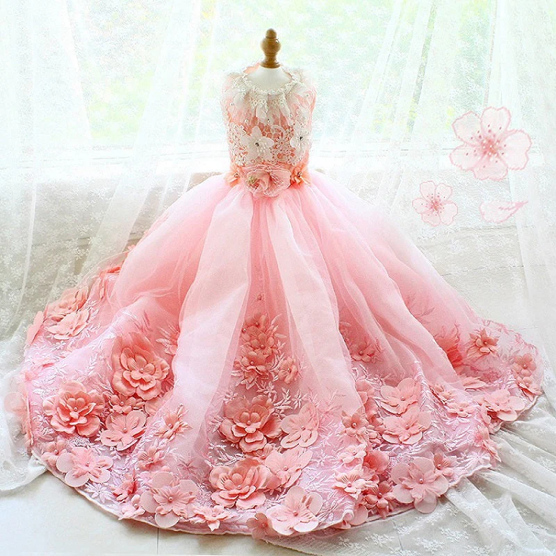 Luxury Dog Clothes Princess Pet Wedding Dress Pink Dog Gown - Image 4
