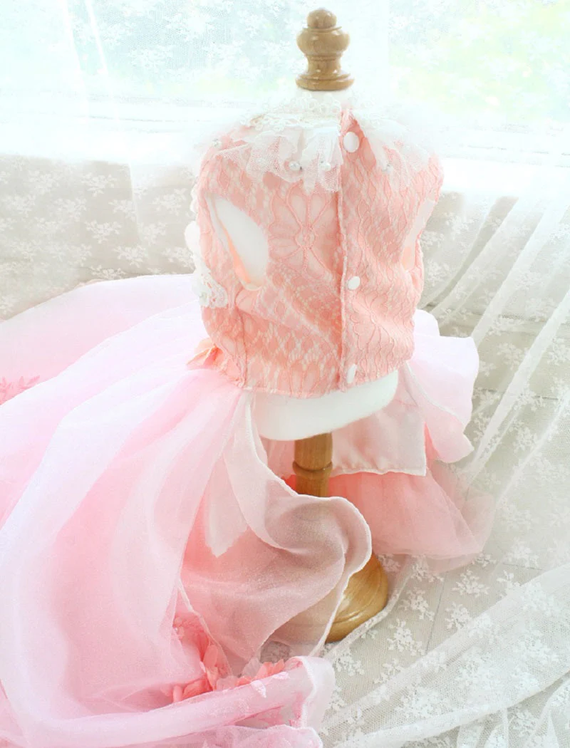 Luxury Dog Clothes Princess Pet Wedding Dress Pink Dog Gown - Image 5