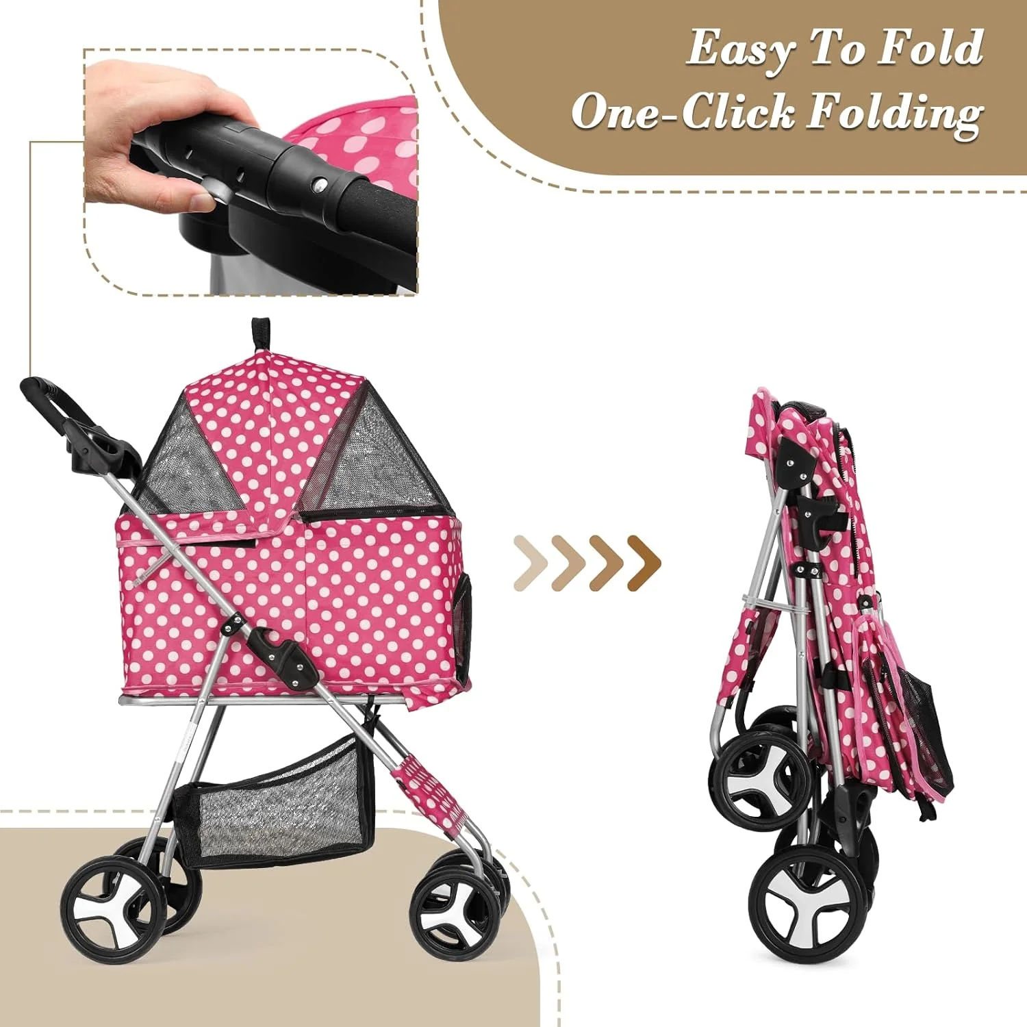 Luxury Foldable Pet Stroller – Breathable & Travel-Friendly - Image 6