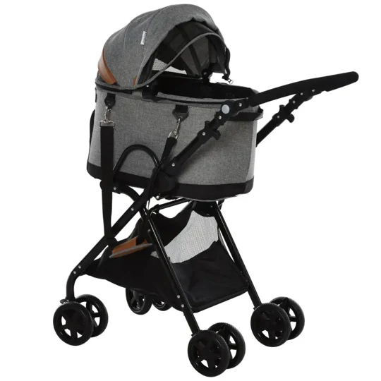 Luxury Folding Pet Stroller Travel Carriage 2 In 1 (Grey) - Image 3