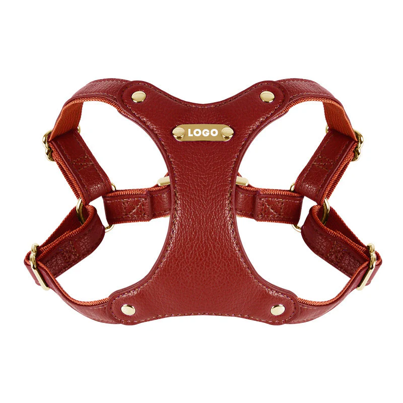 Luxury Leather Dog Harness & Leash Set – Brown/Green - Image 2