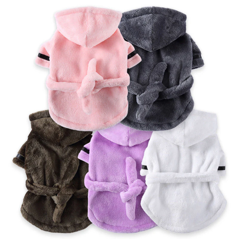 Luxury Soft Pet Dog Puppy Hooded Bathrobe - Image 2