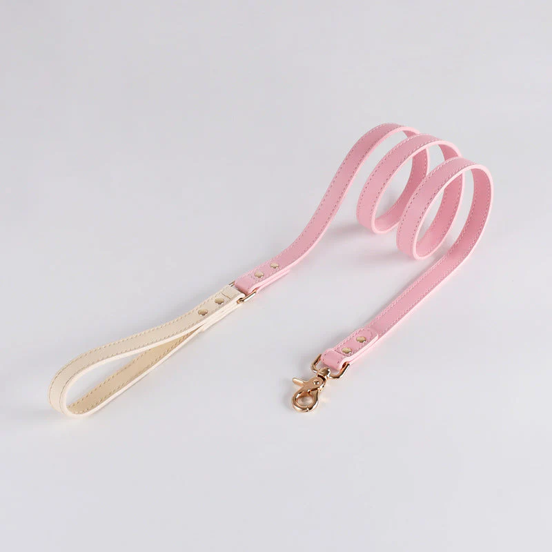 Luxury Two-Layer Cowhide Dog Leash – Comfortable Handle, Gold Hardware 4 Colors - Image 2