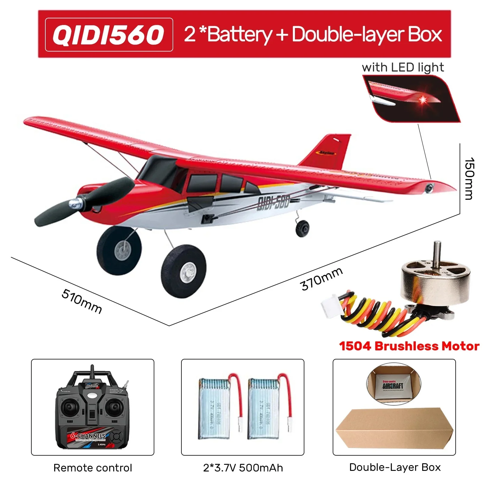 M7 Moore Off-road Aircraft Qidi560 RC Plane EPP 4CH Remote Control Brushless Airplane with LED light Model Toys for Children - Image 7