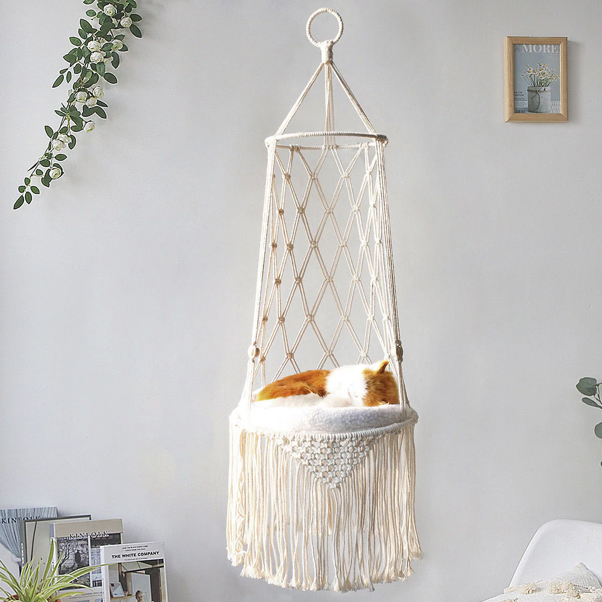 Macrame Hanging Cat Swing Bed - Image 3