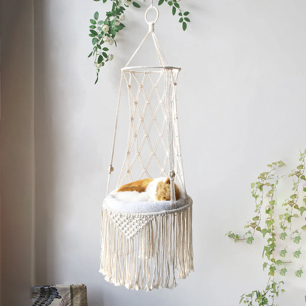 Macrame Hanging Cat Swing Bed - Image 4