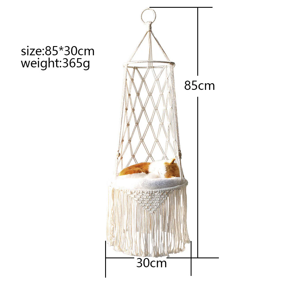 Macrame Hanging Cat Swing Bed - Image 6