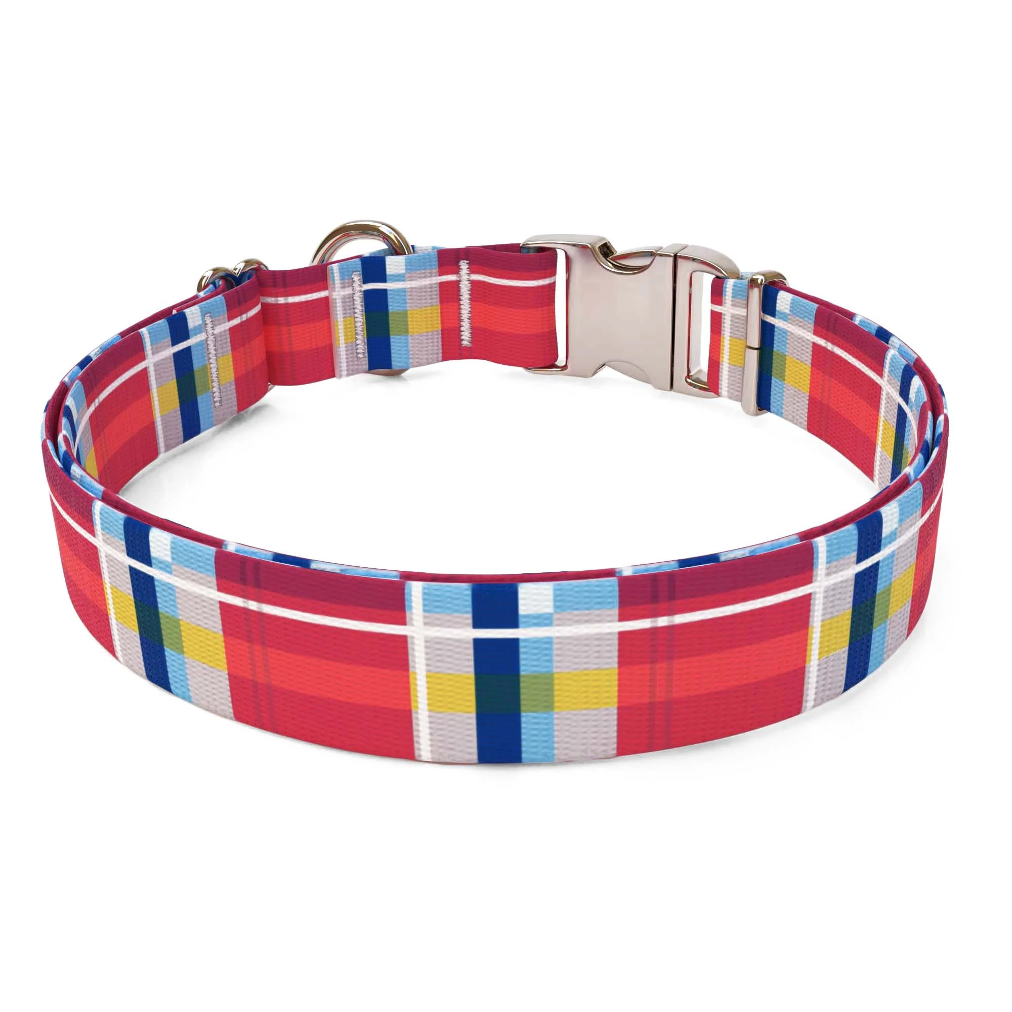Madras Burgundy Dog Collar - Image 2