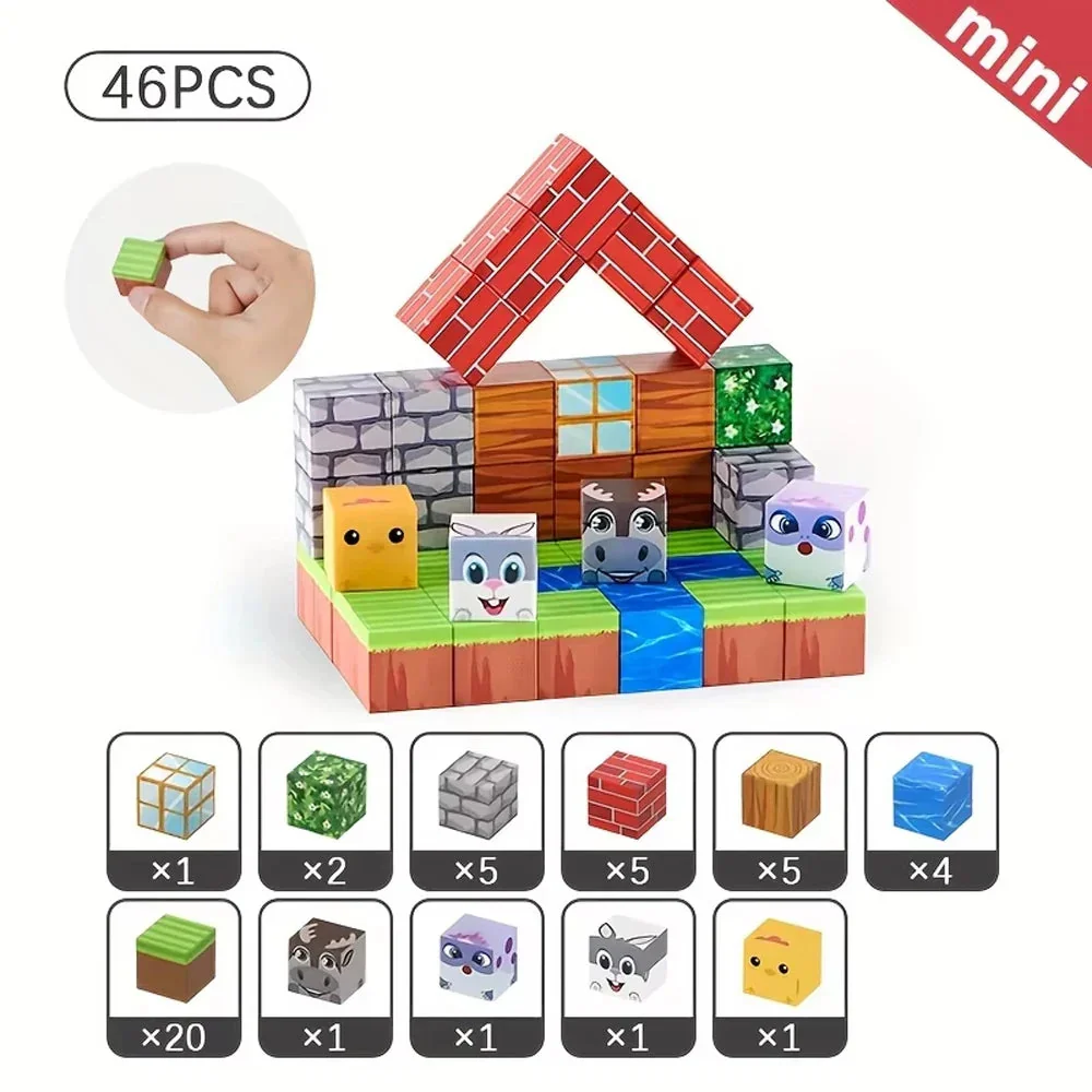 Magnetic Blocks - Build Mine Magnet World Edition Magnetic Cubes Construction Toys for Boys Girls STEM Montessori Sensory Toys - Image 7