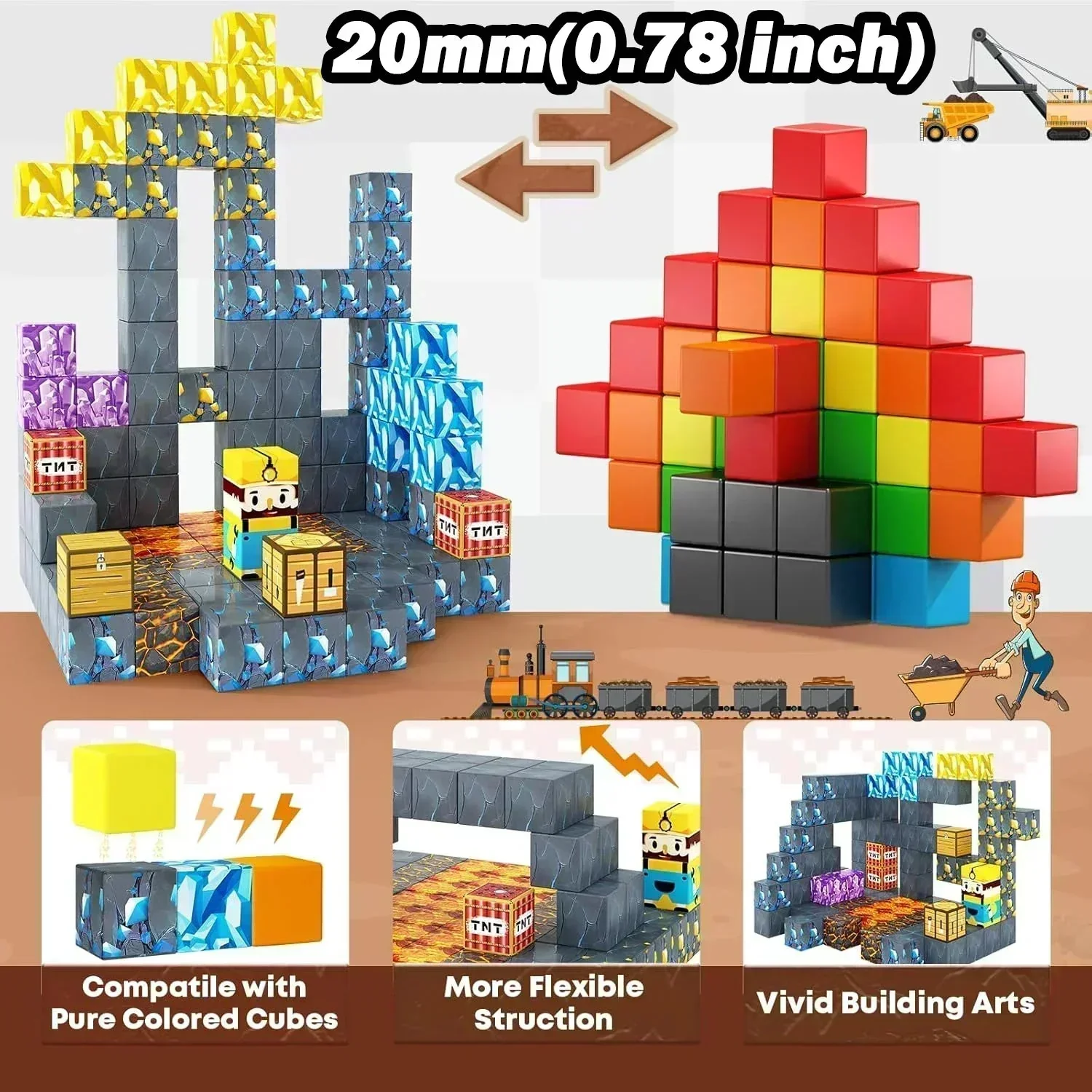 Magnetic Building Blocks Mine World Magnet Cube Set for Boy Girl Kid Age 3+ DIY Model Children Stem STEM Sensory Toy Gift - Image 4