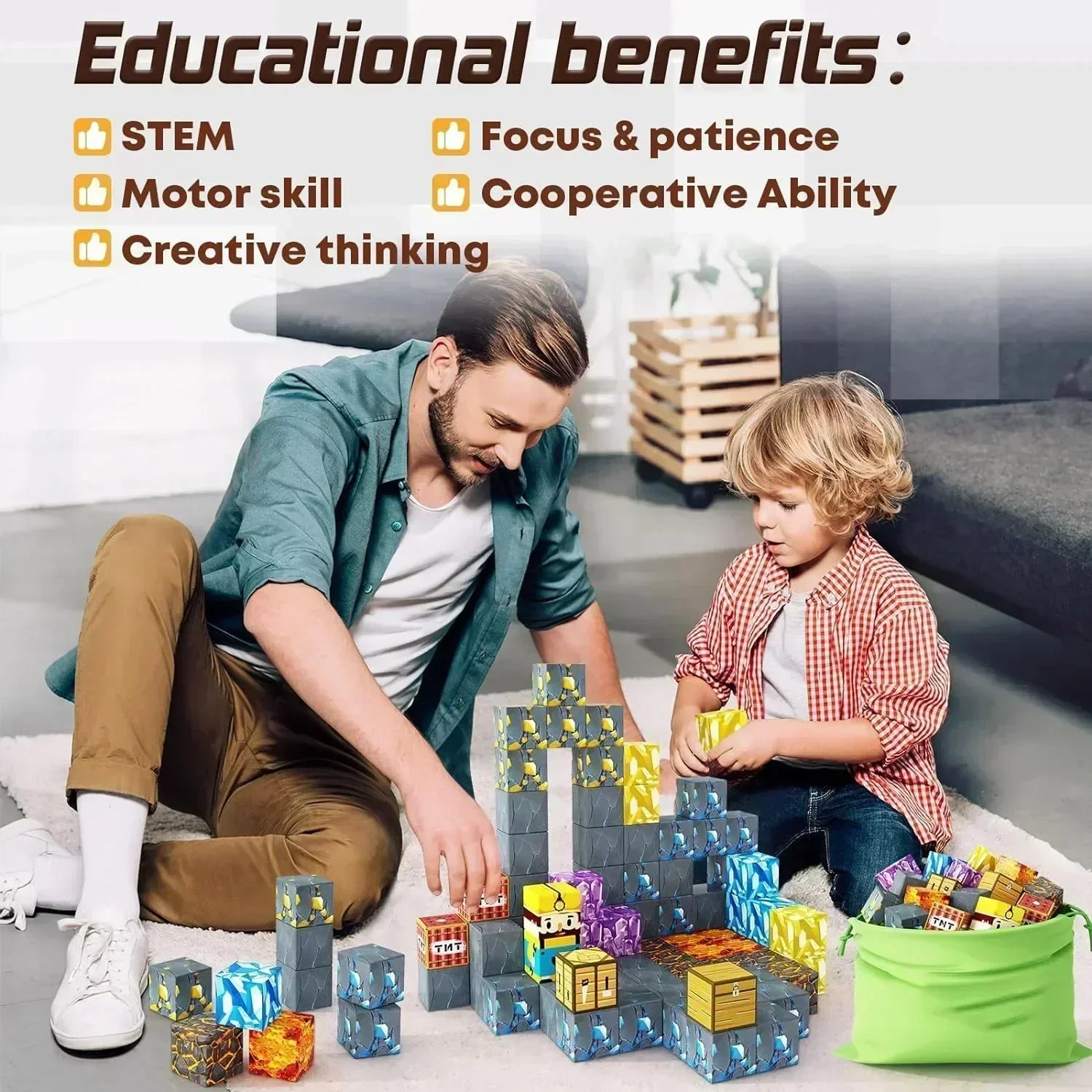 Magnetic Building Blocks Mine World Magnet Cube Set for Boy Girl Kid Age 3+ DIY Model Children Stem STEM Sensory Toy Gift - Image 5