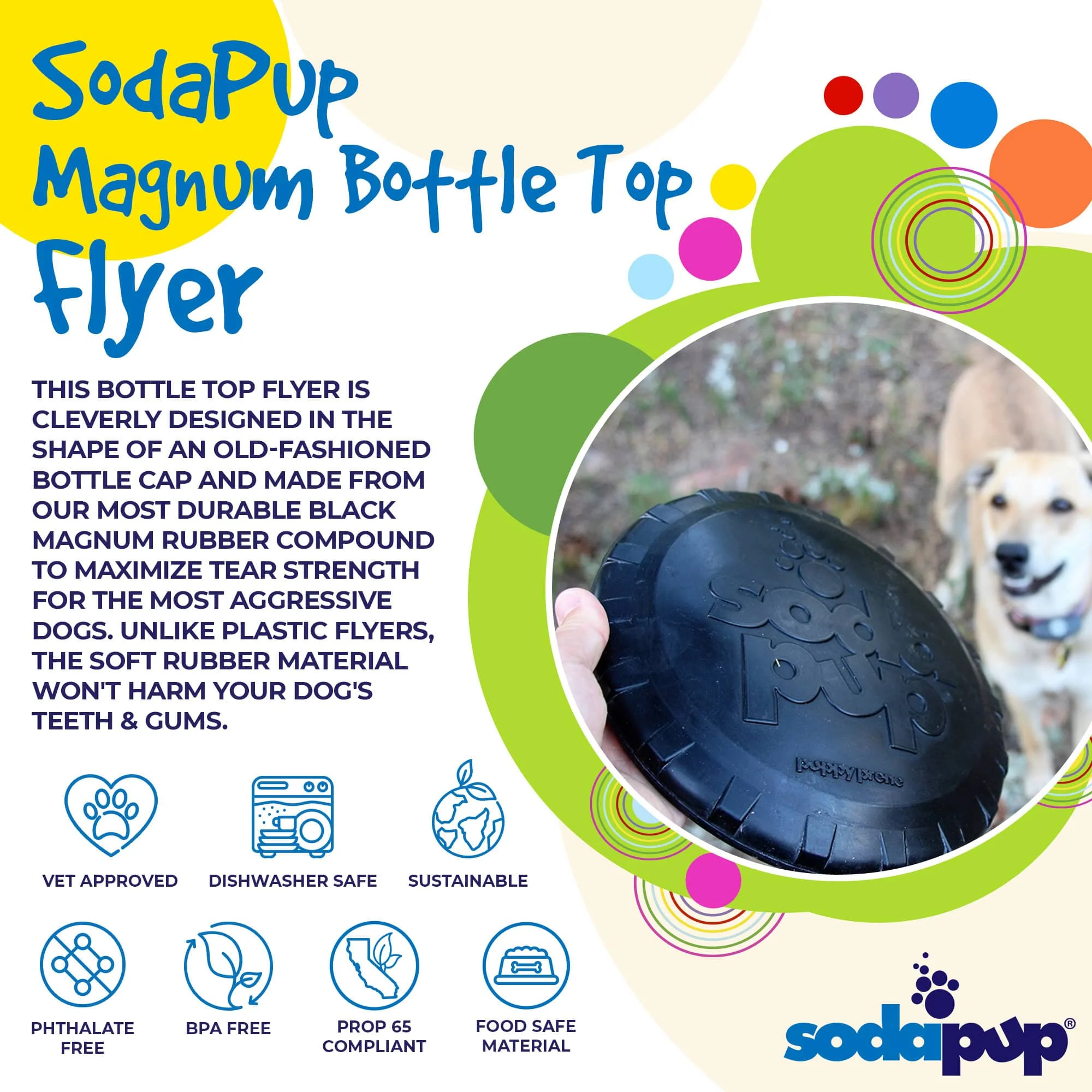 Magnum Bottle Top Flyer Rubber Frisbee for Heavy Chewers | Large | USA Made - Image 2