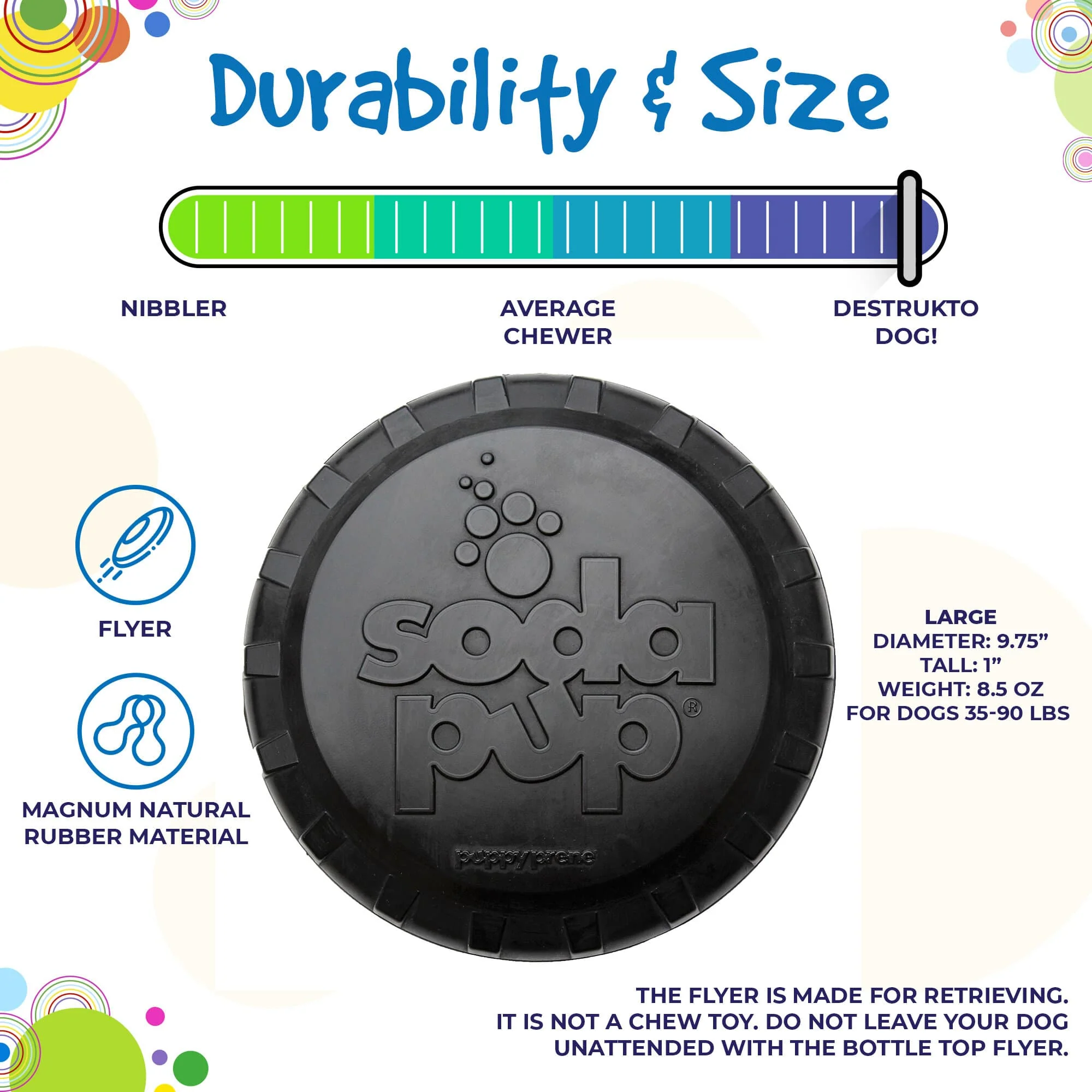 Magnum Bottle Top Flyer Rubber Frisbee for Heavy Chewers | Large | USA Made - Image 4