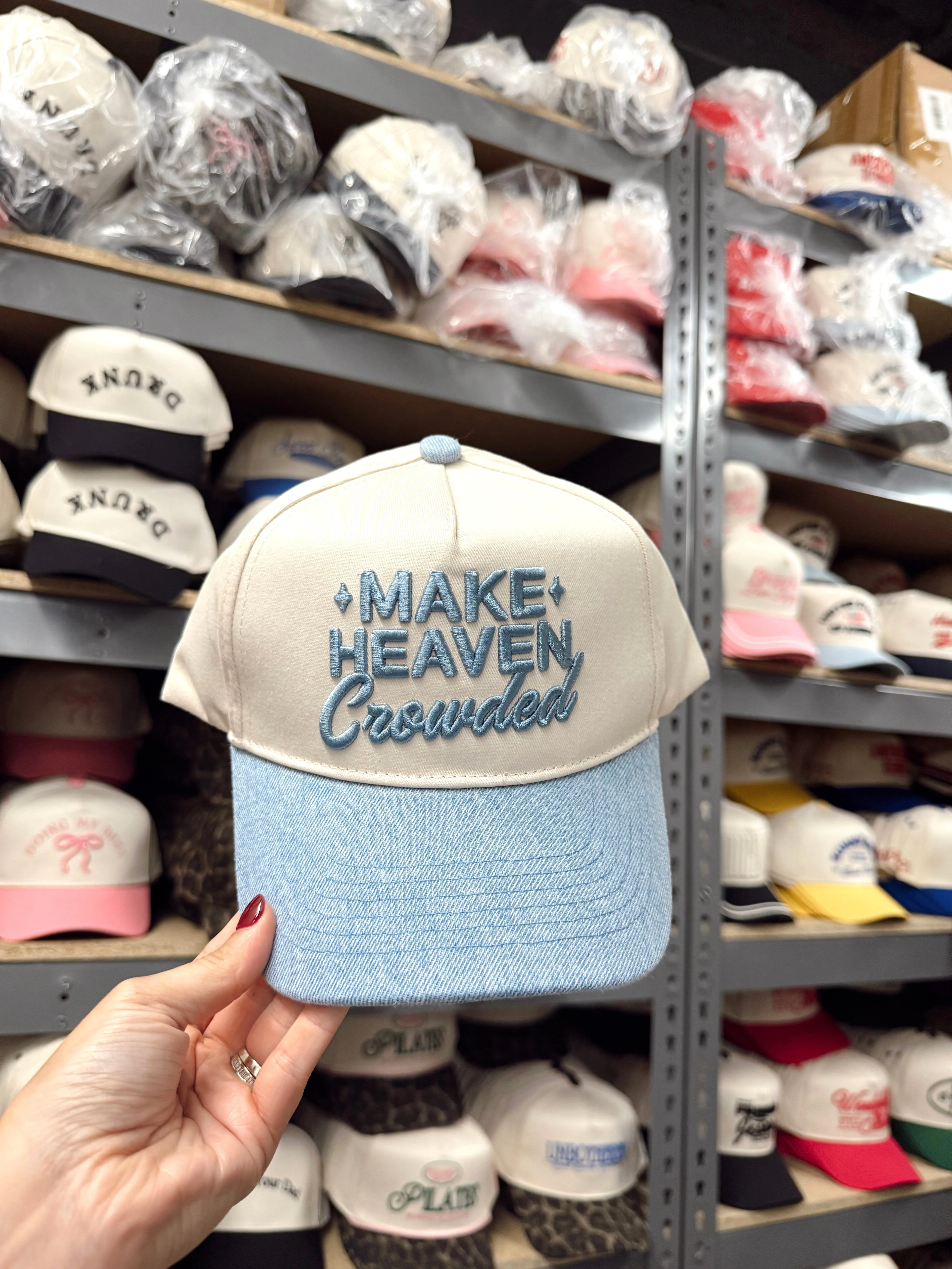 Make Heaven Crowded - Denim Vintage Trucker Hat - Image 10