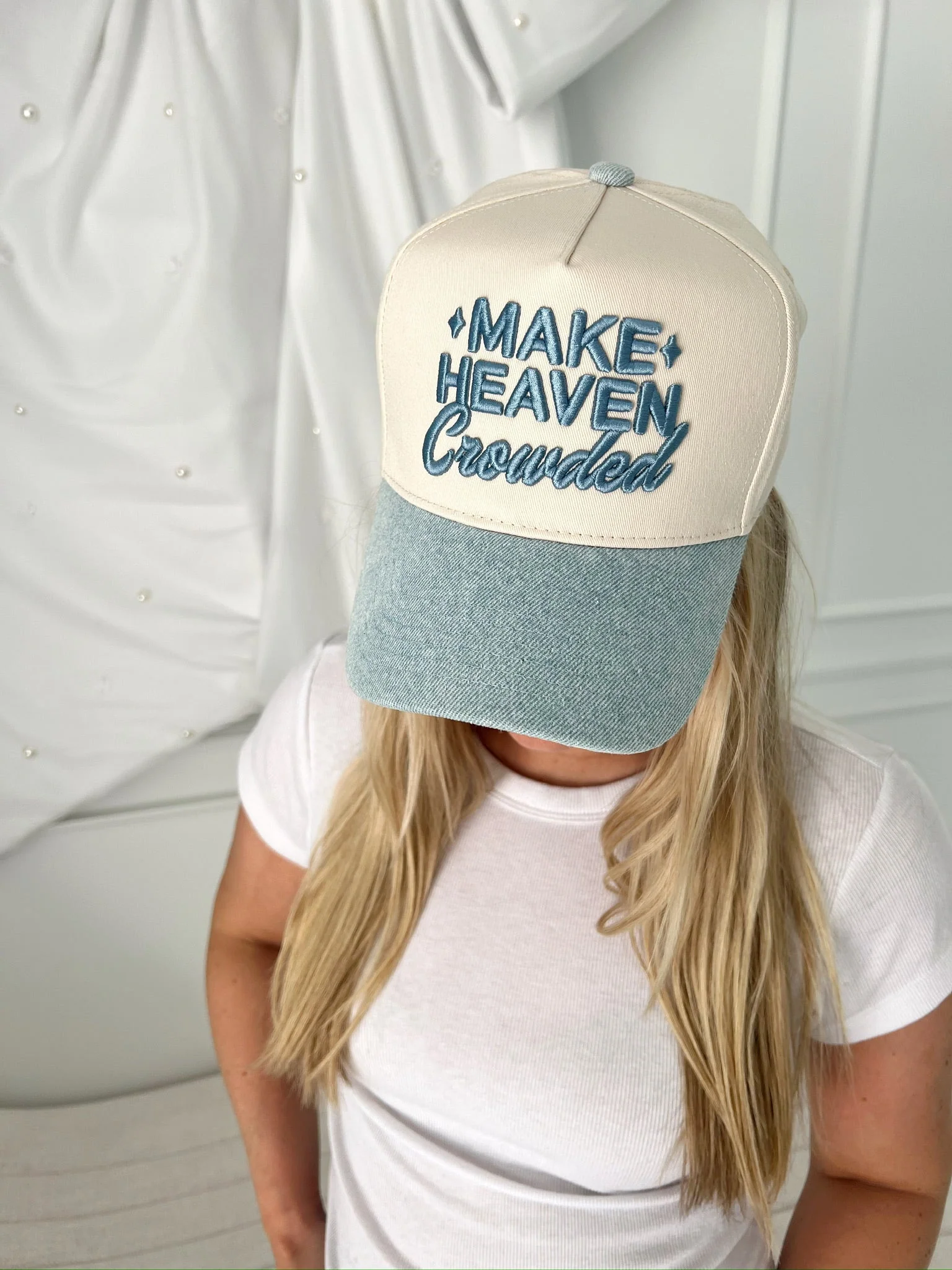 Make Heaven Crowded - Denim Vintage Trucker Hat - Image 15