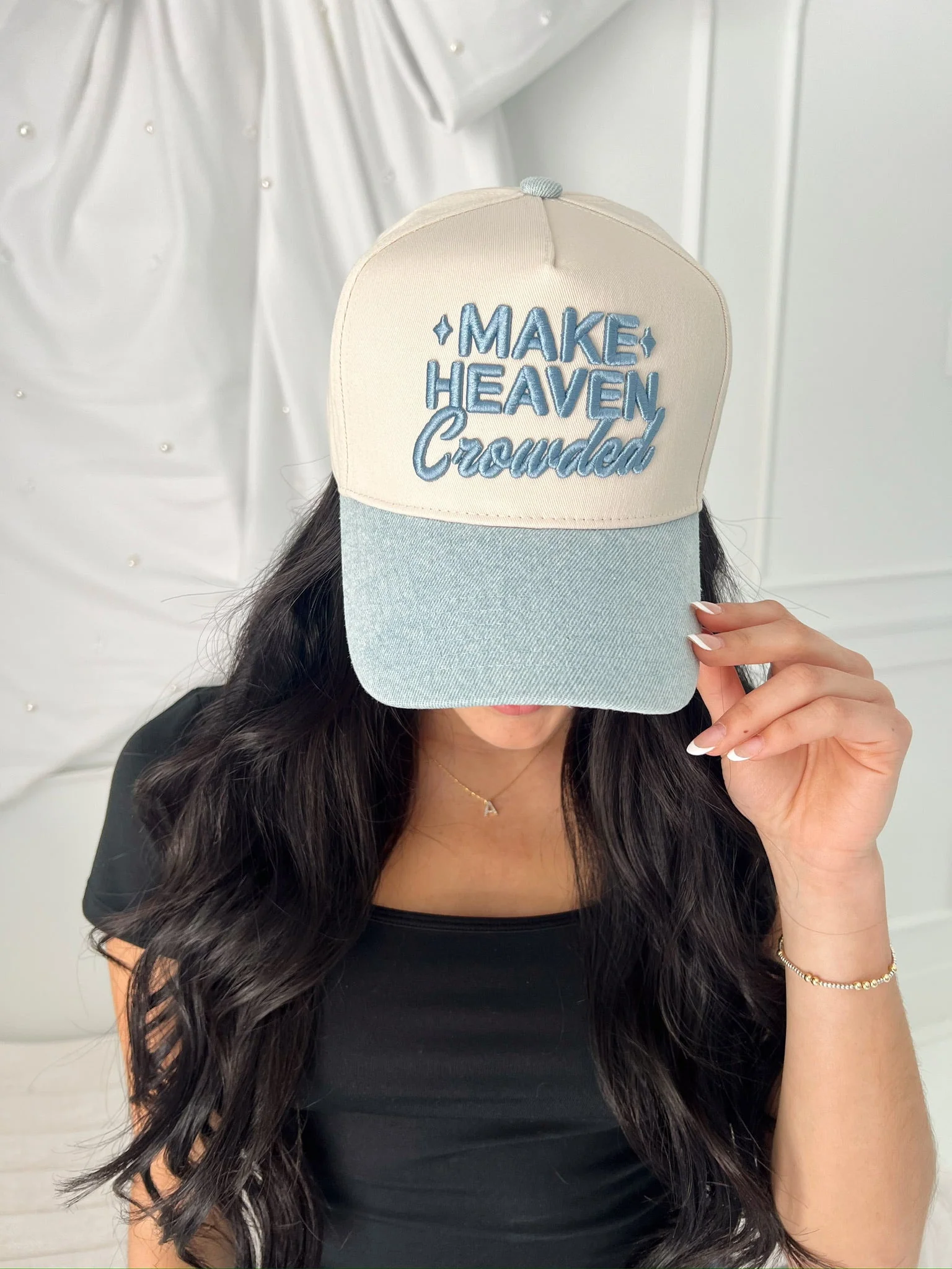 Make Heaven Crowded - Denim Vintage Trucker Hat - Image 16