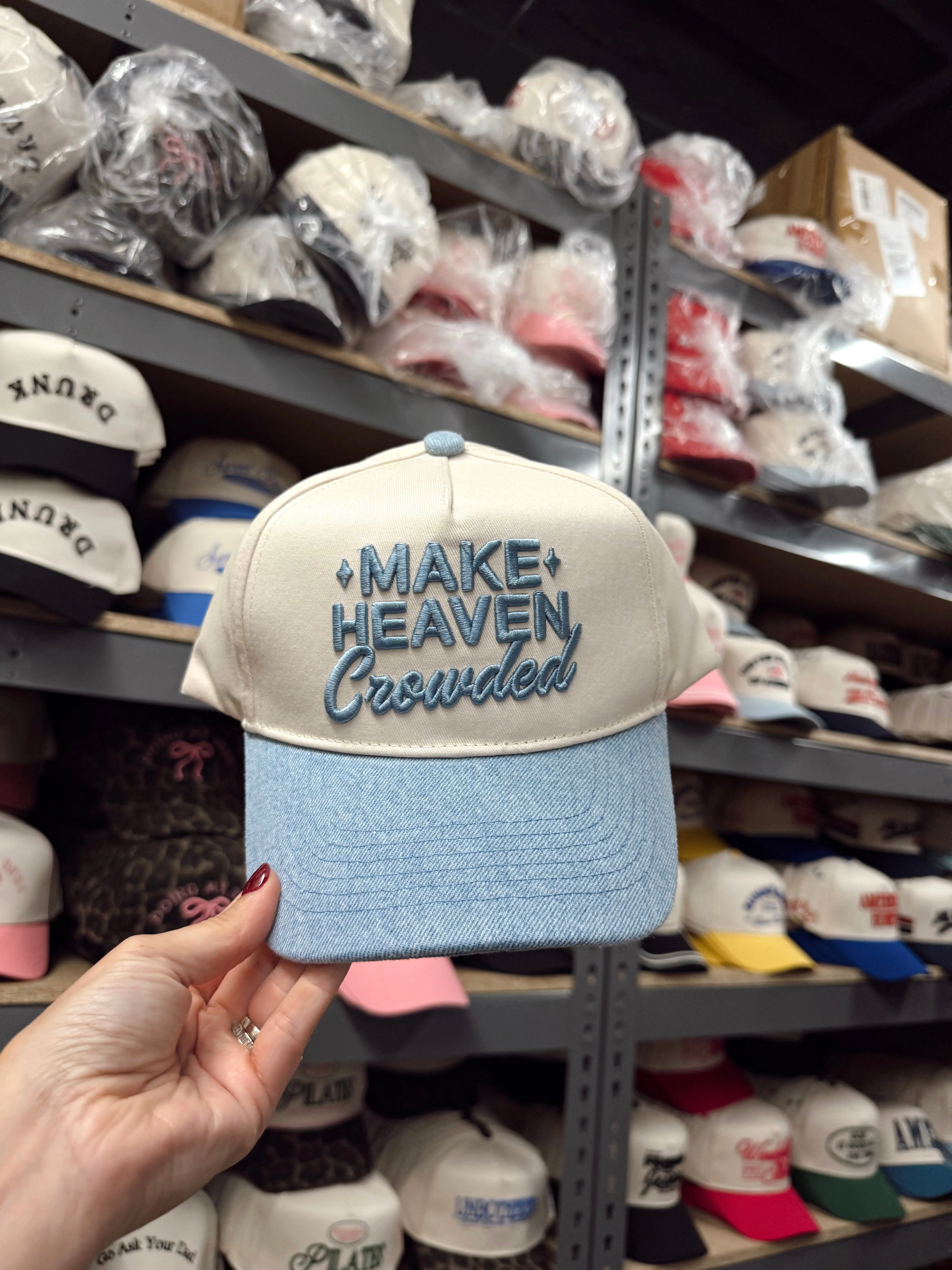 Make Heaven Crowded - Denim Vintage Trucker Hat - Image 2