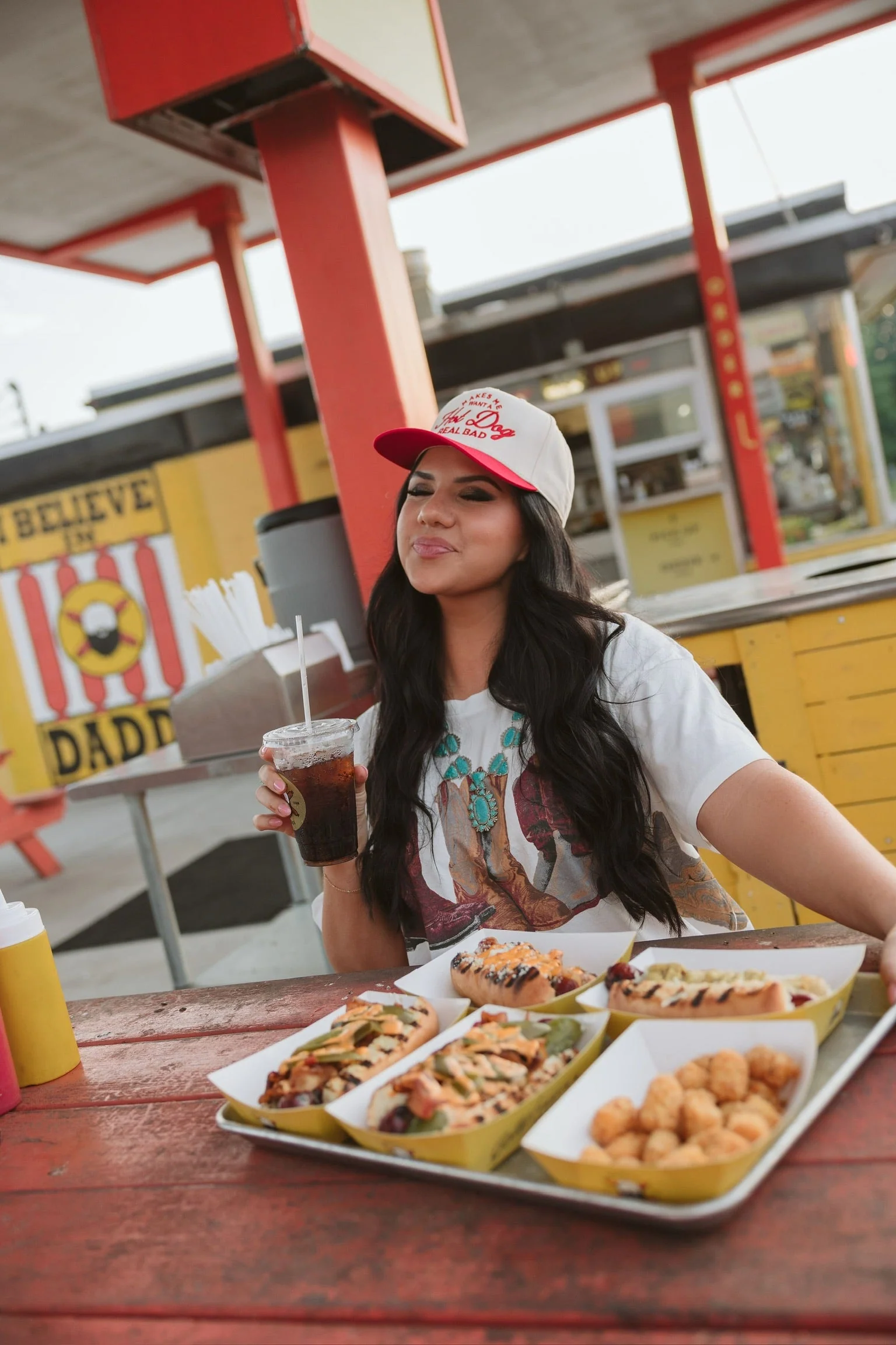 Makes me Want a Hot Dog - Red Vintage Trucker Hat - Image 2