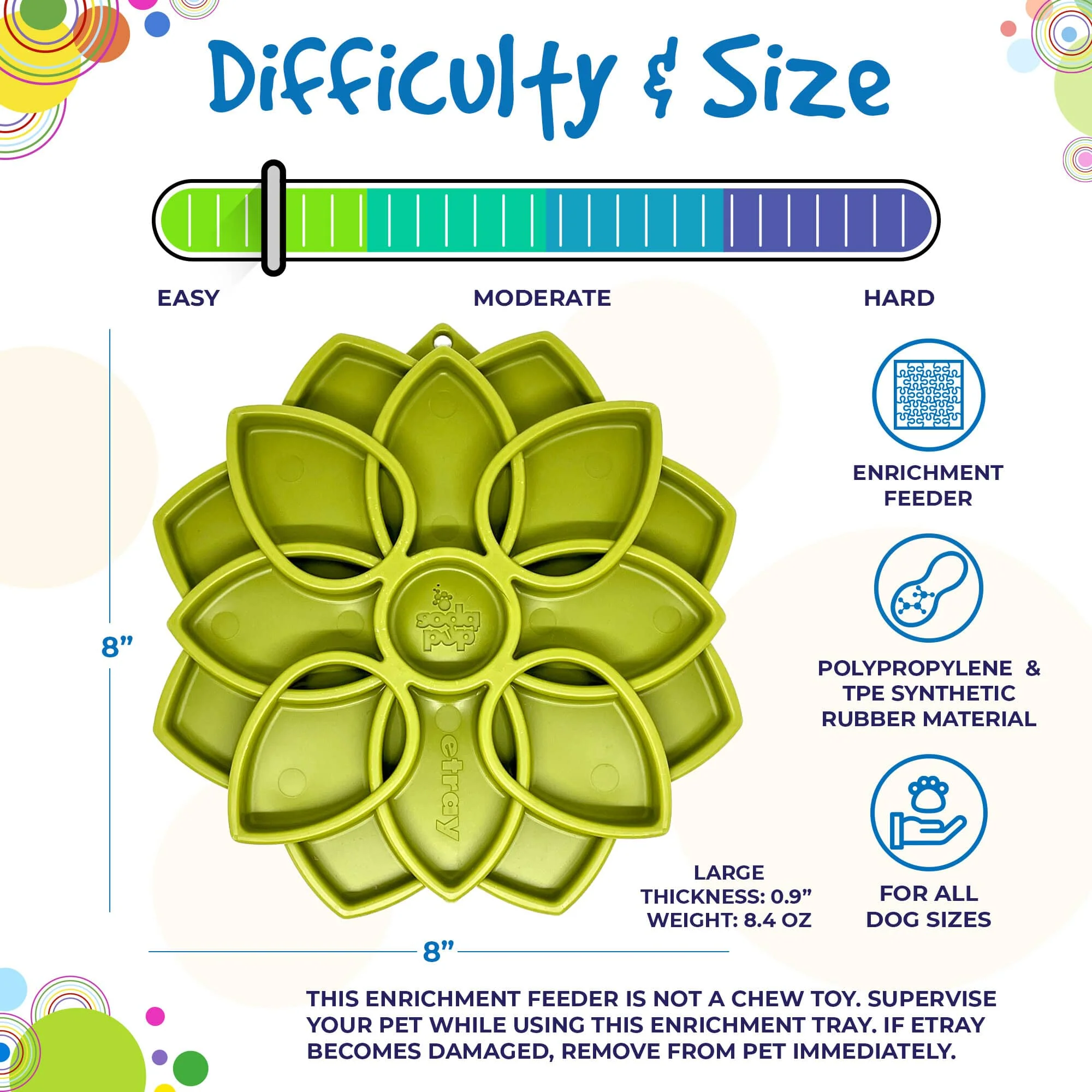 Mandala eTray Shallow Slow Feeder Dog Bowl for Enrichment | USA Made - Image 8