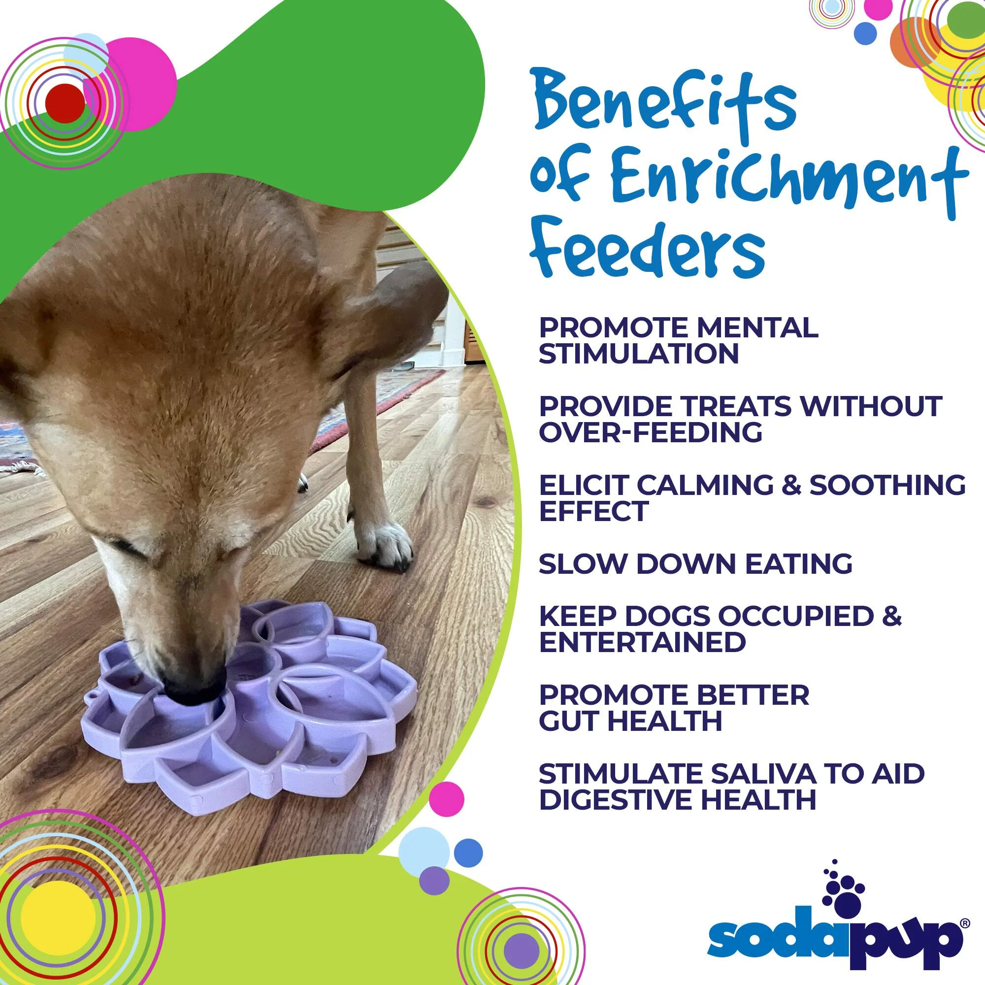 Mandala Softie eTray Shallow Slow Feeder Dog Bowl with Suction Cups |  USA Made - Image 6