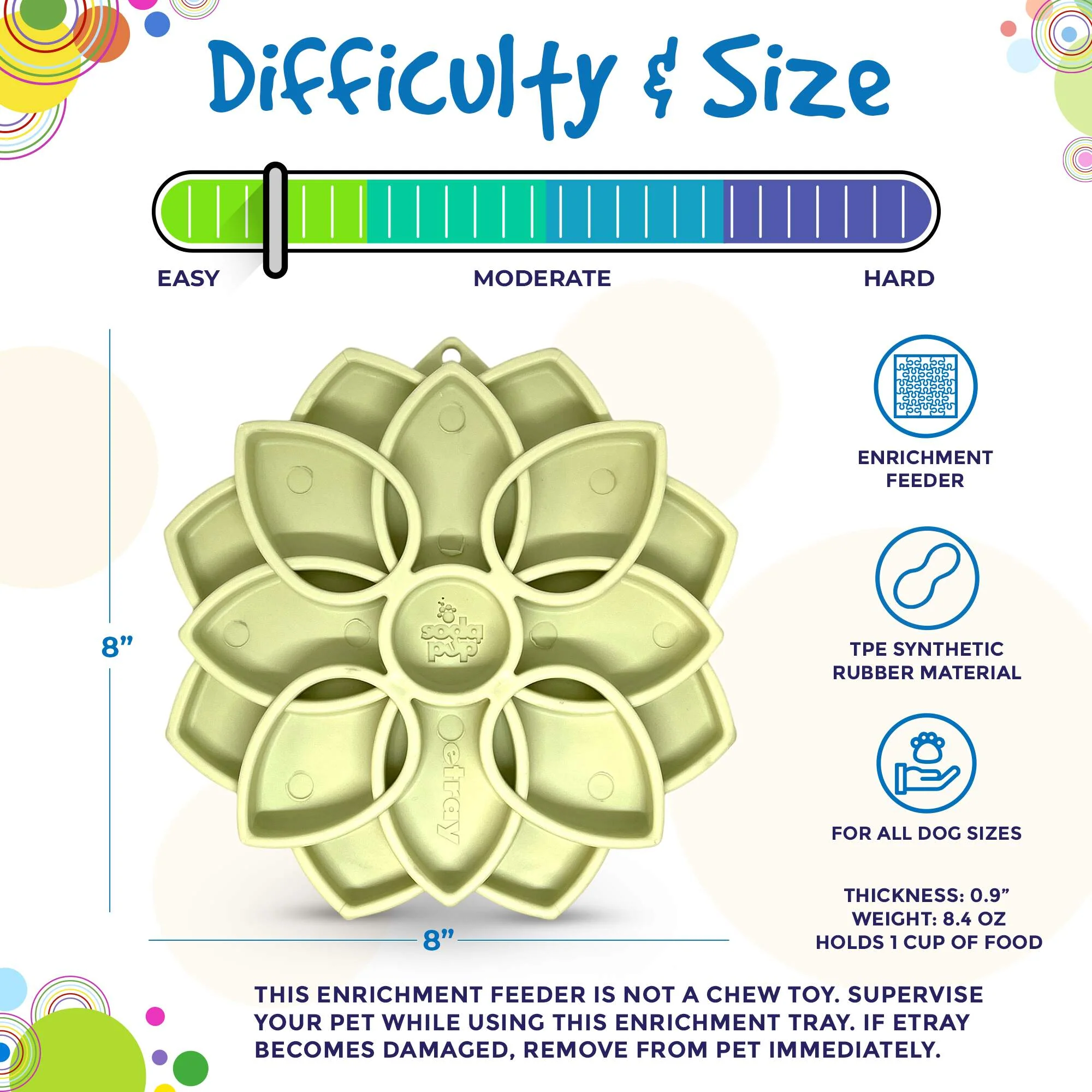 Mandala Softie eTray Shallow Slow Feeder Dog Bowl with Suction Cups |  USA Made - Image 7
