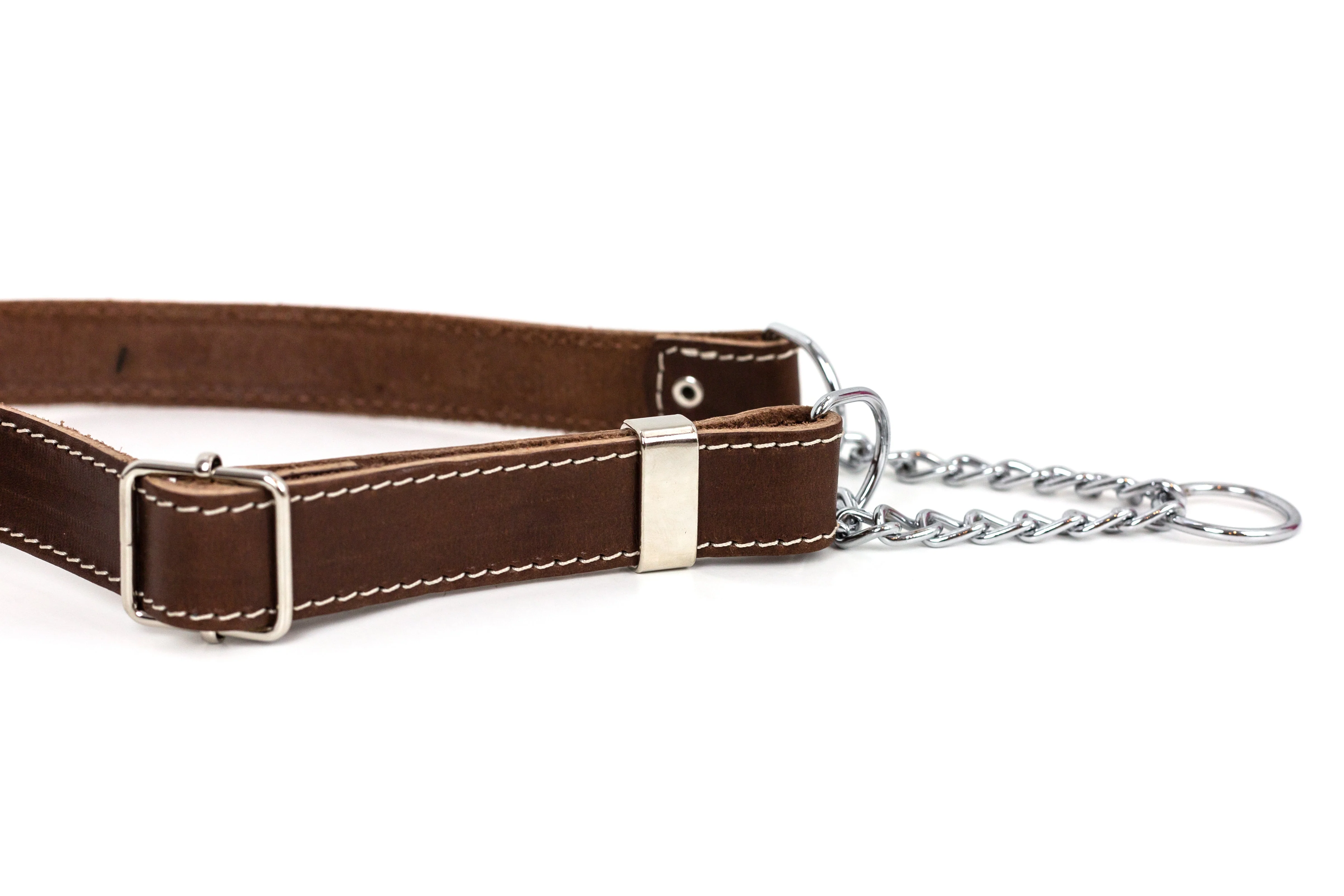 Martingale Chocolate Leather Dog Collar - Image 2