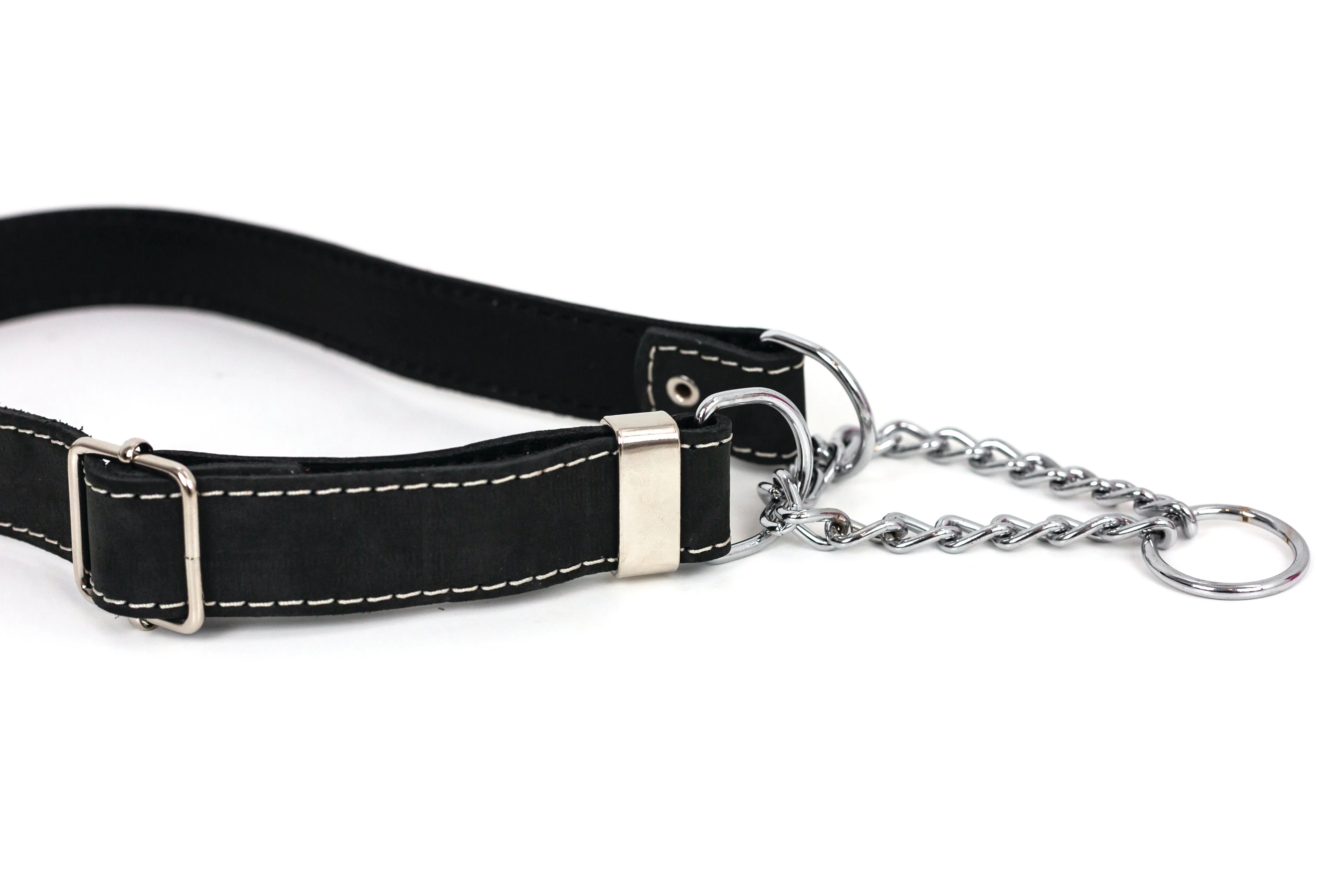 Martingale Midnight Black Leather Dog Collar - Image 2