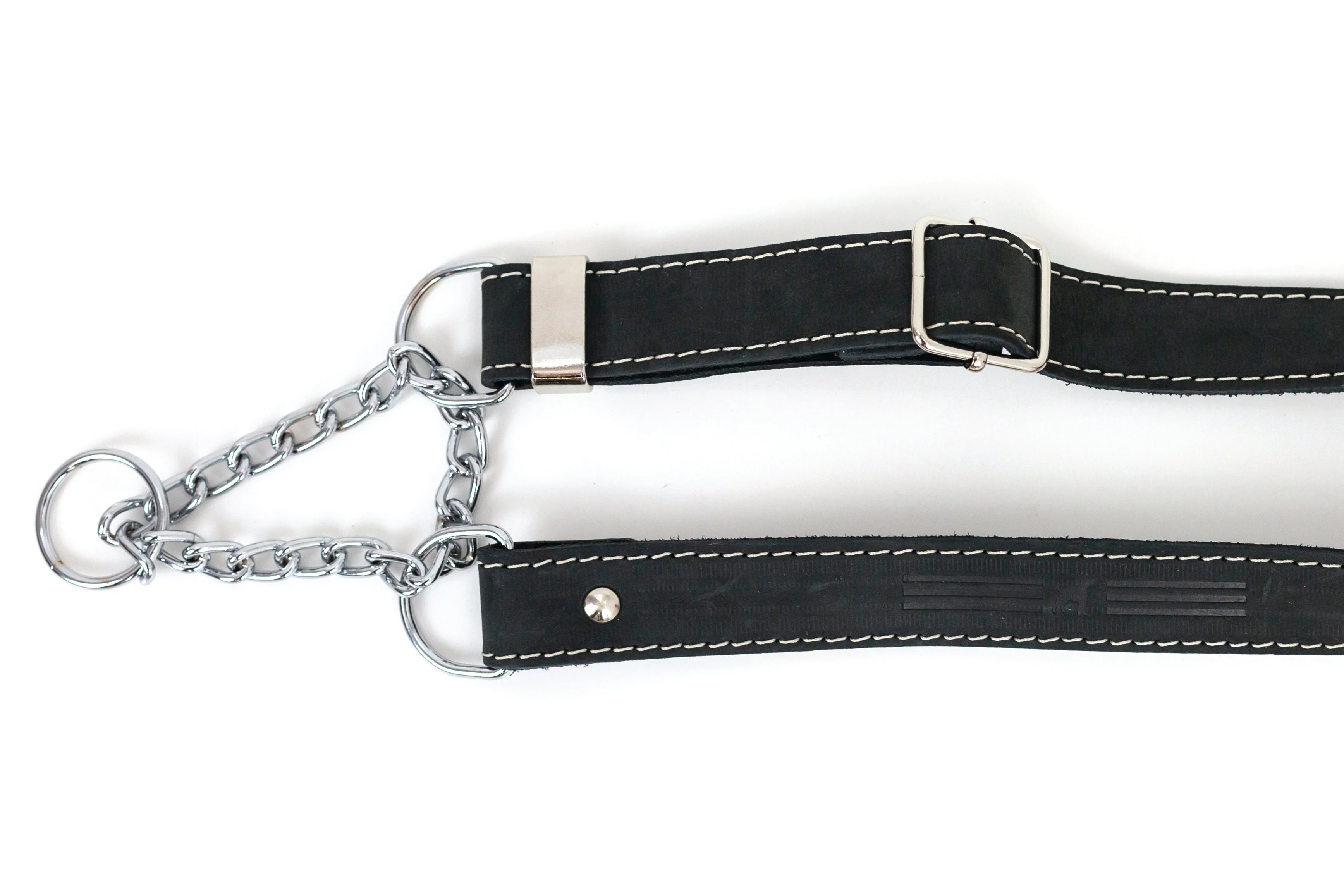 Martingale Midnight Black Leather Dog Collar - Image 3