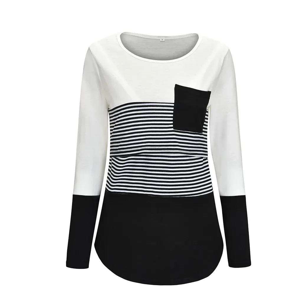 Maternity Nursing T-Shirt with Stitching and Long Sleeves - # BAGE211510102-NURSG - Image 12
