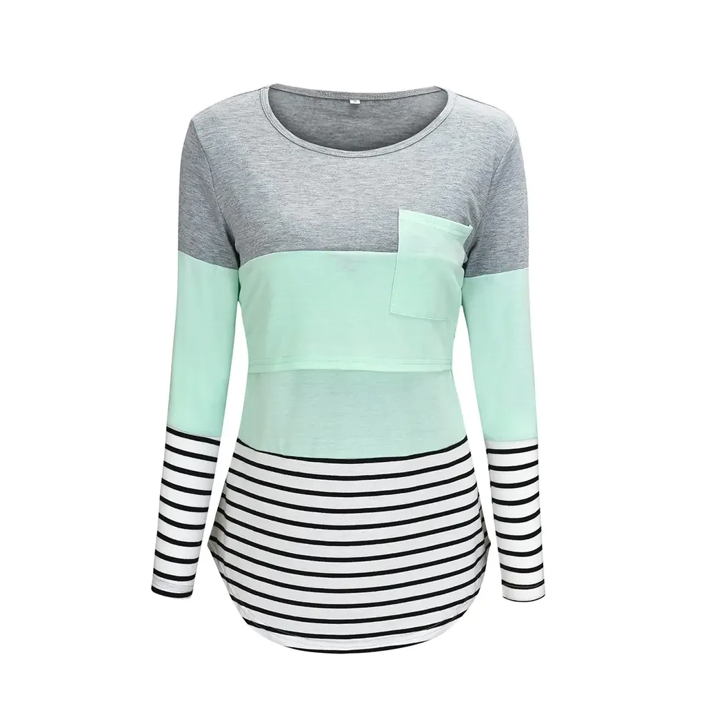 Maternity Nursing T-Shirt with Stitching and Long Sleeves - # BAGE211510102-NURSG - Image 6