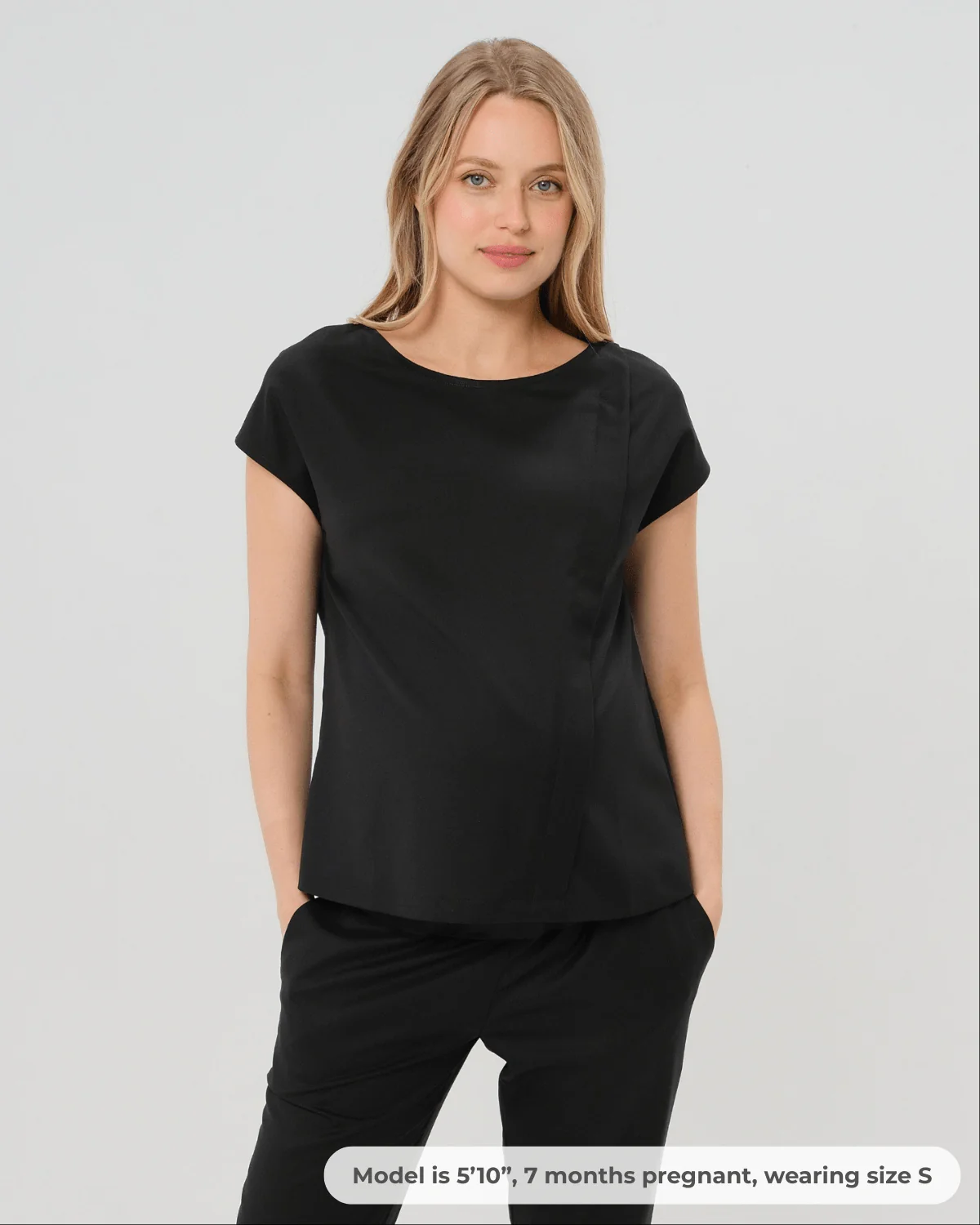 Maternity Shell Top w/ Hidden Nursing Zip in All-Season Wool - Image 2