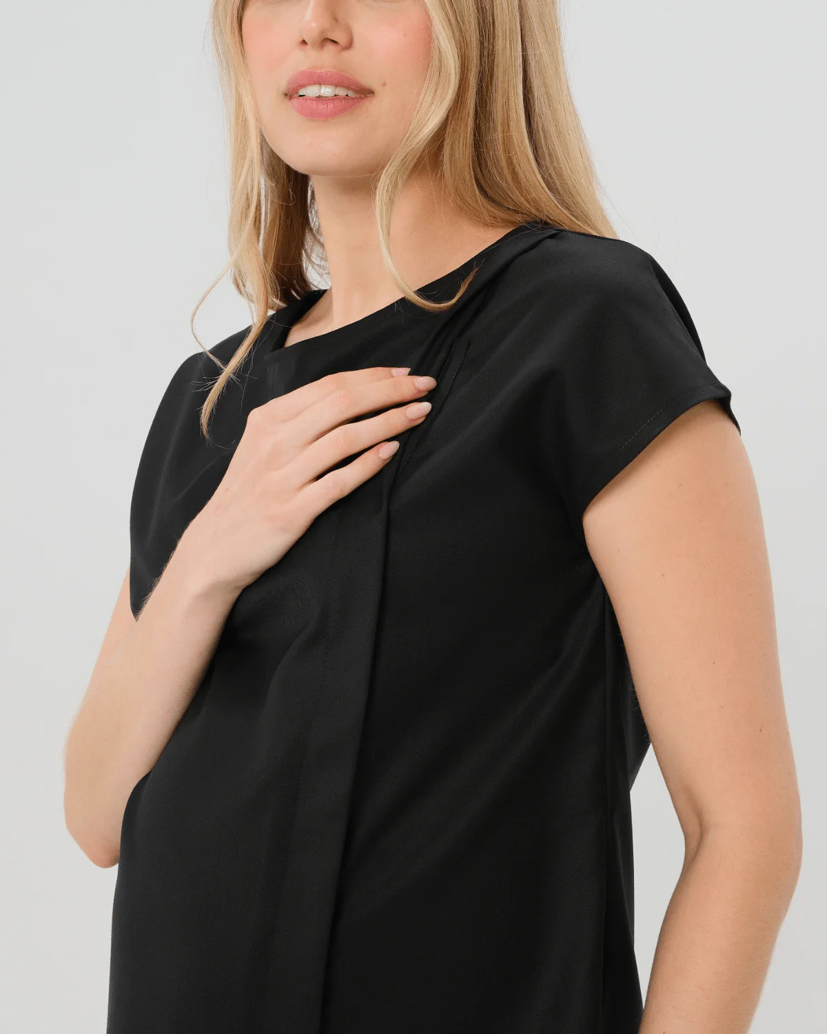 Maternity Shell Top w/ Hidden Nursing Zip in All-Season Wool - Image 5