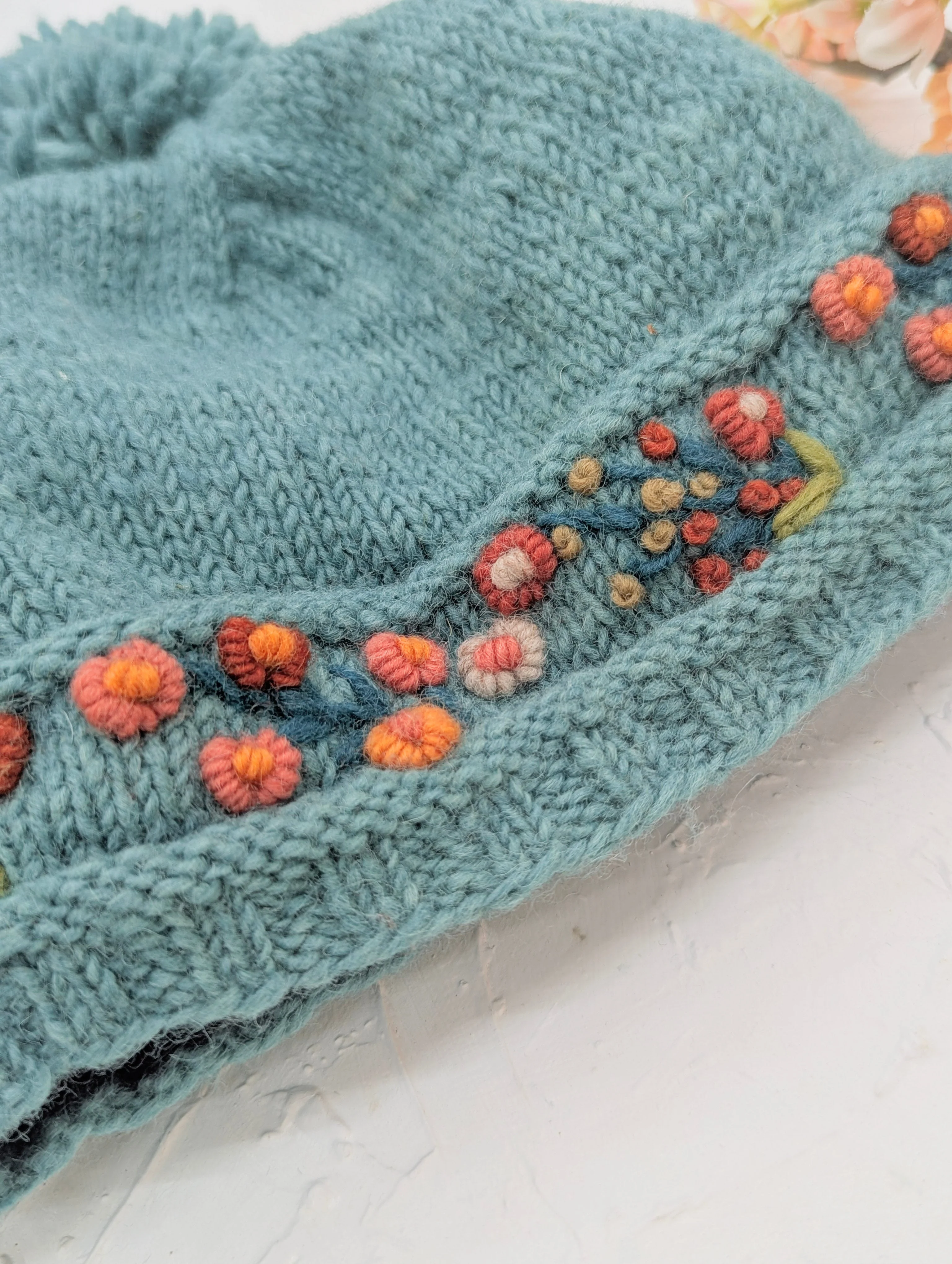 Mathilde Wool Knit Embroidered Hat - Image 4