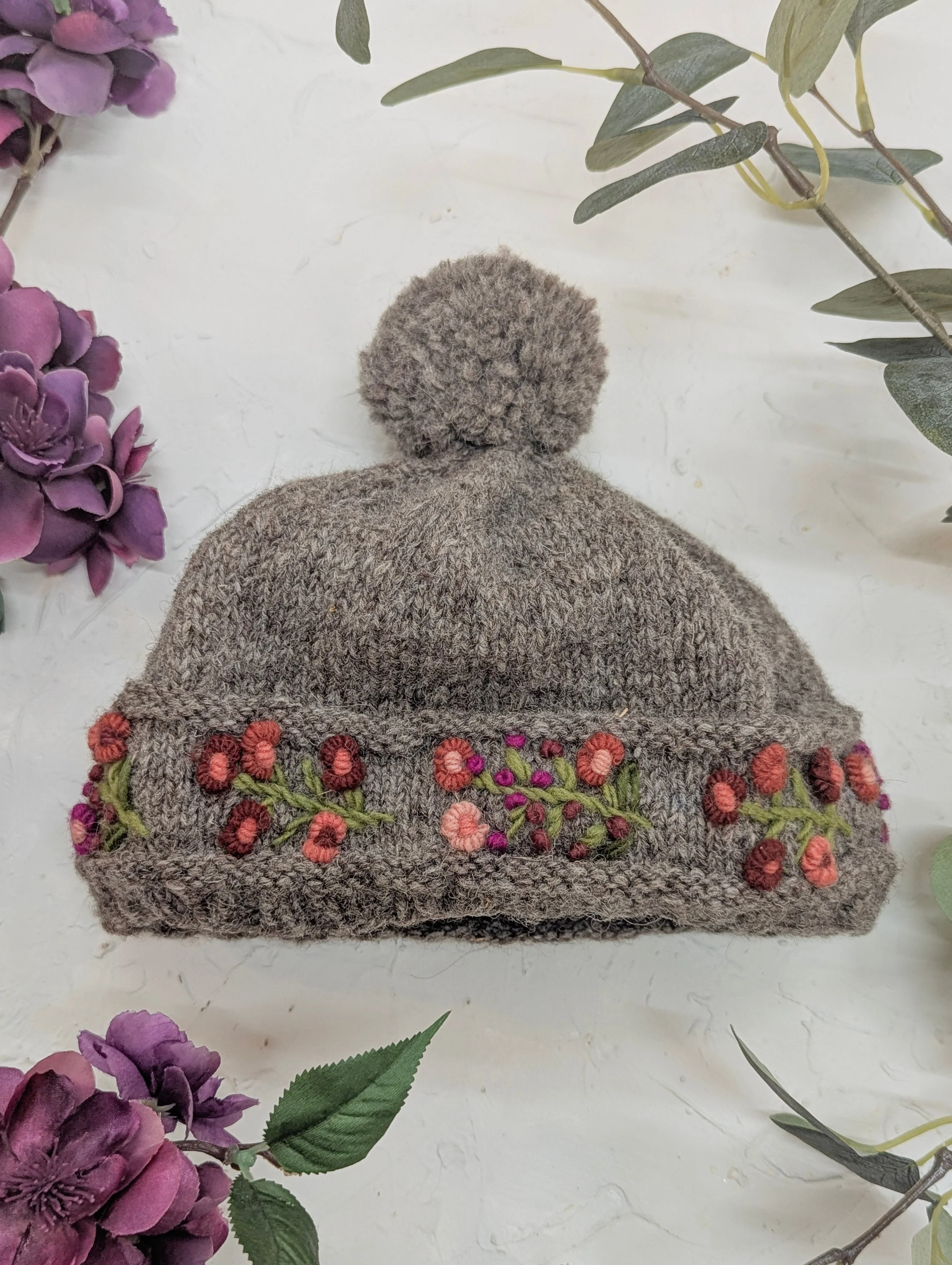 Mathilde Wool Knit Embroidered Hat - Image 6