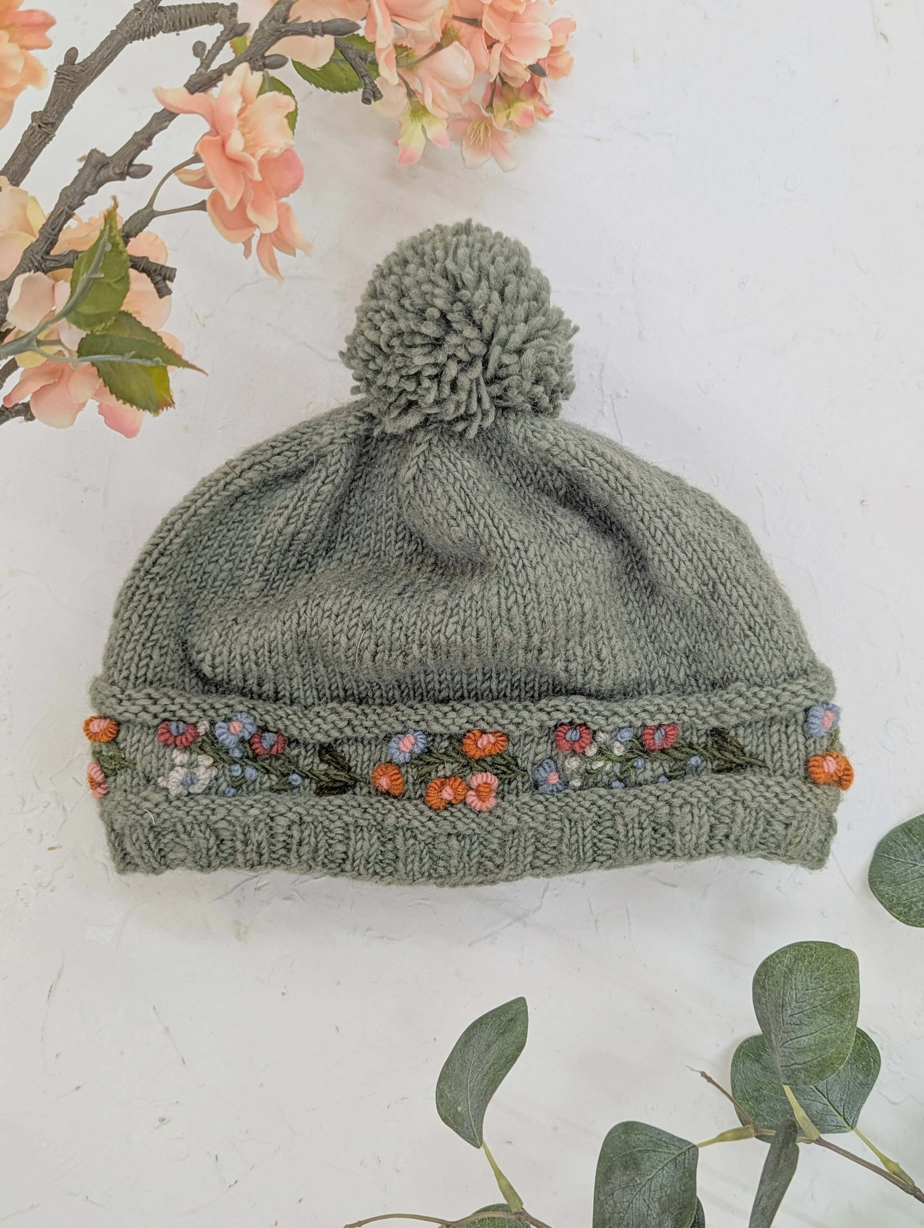 Mathilde Wool Knit Embroidered Hat - Image 9